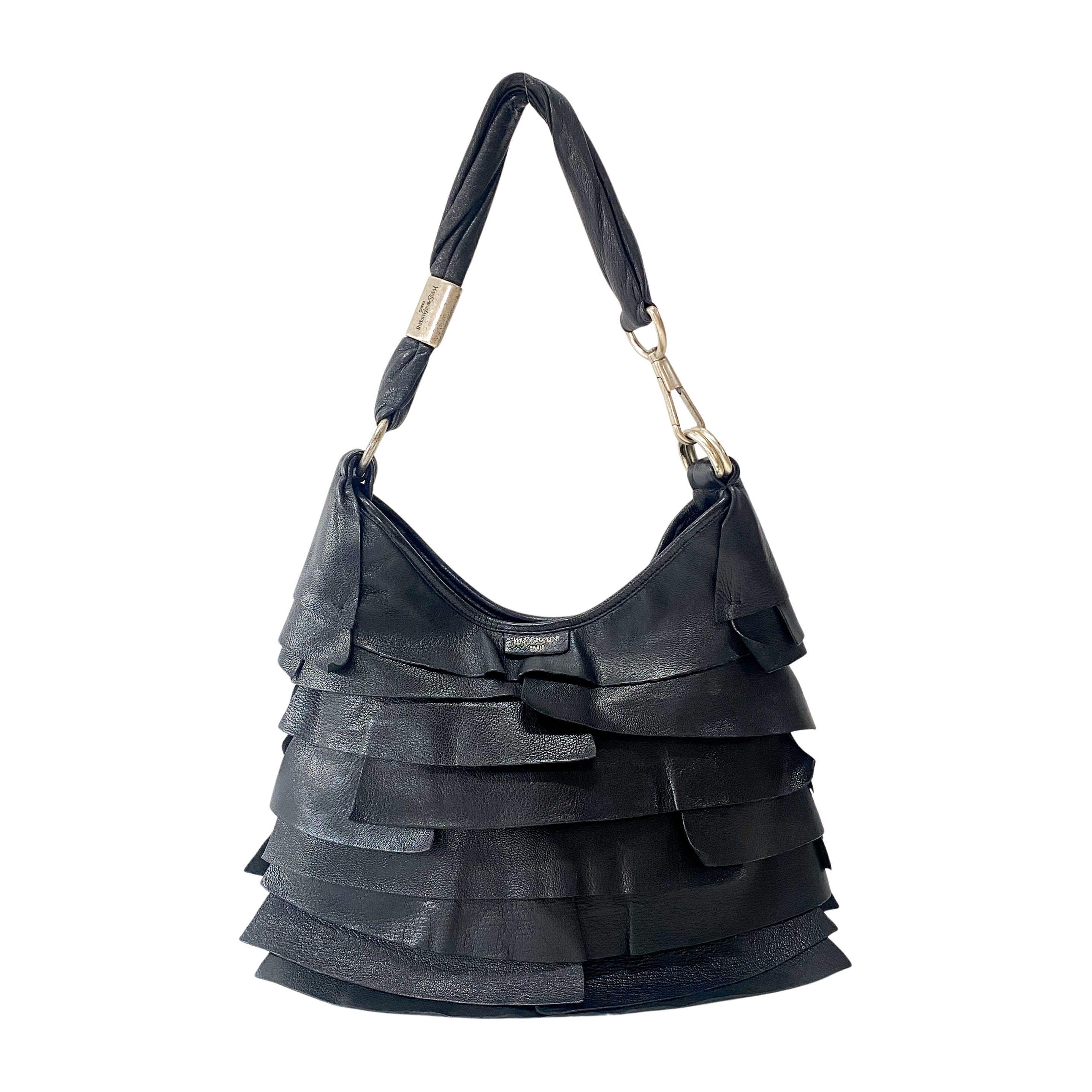 Saint-Tropez Black Leather Shoulder Bag