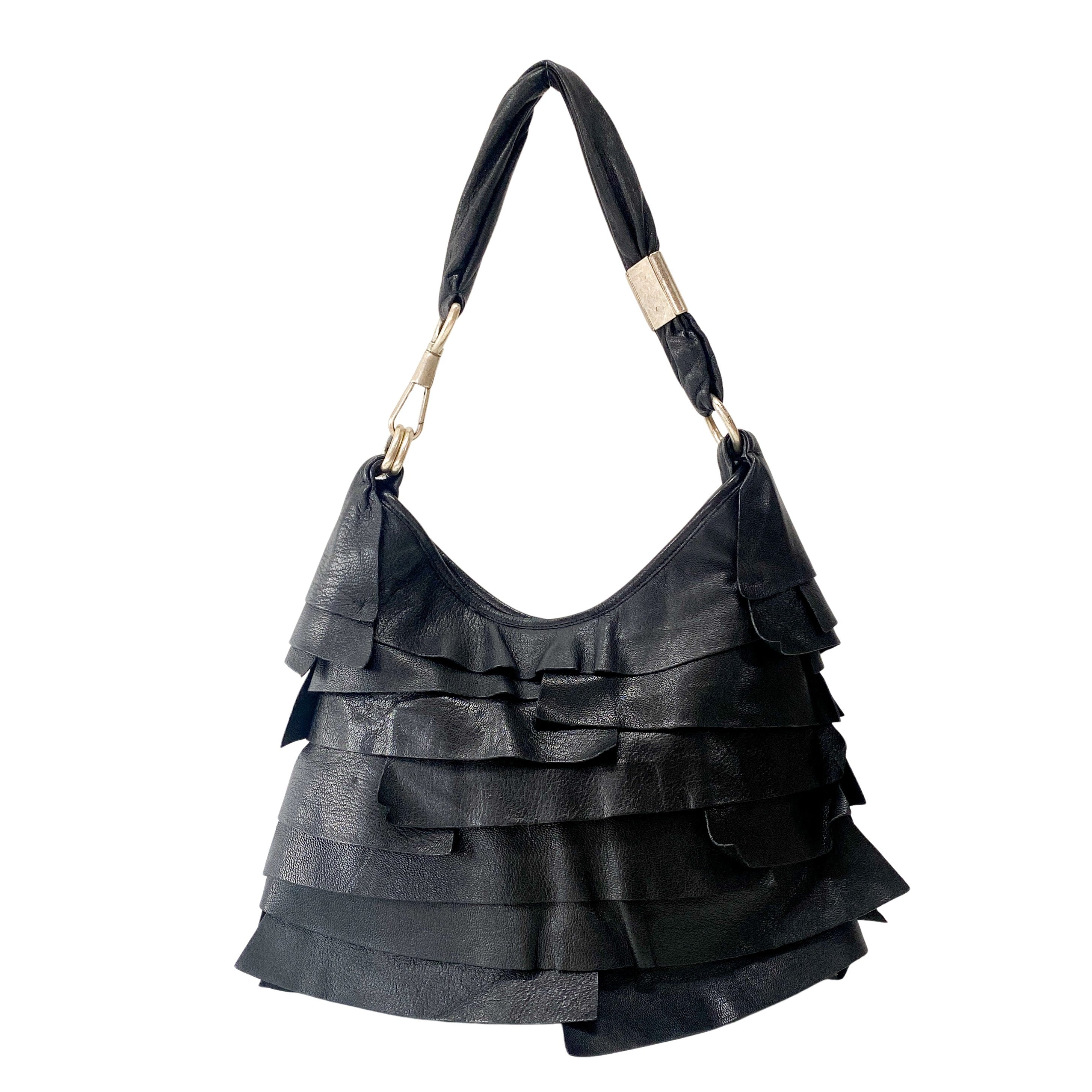 Saint-Tropez Black Leather Shoulder Bag