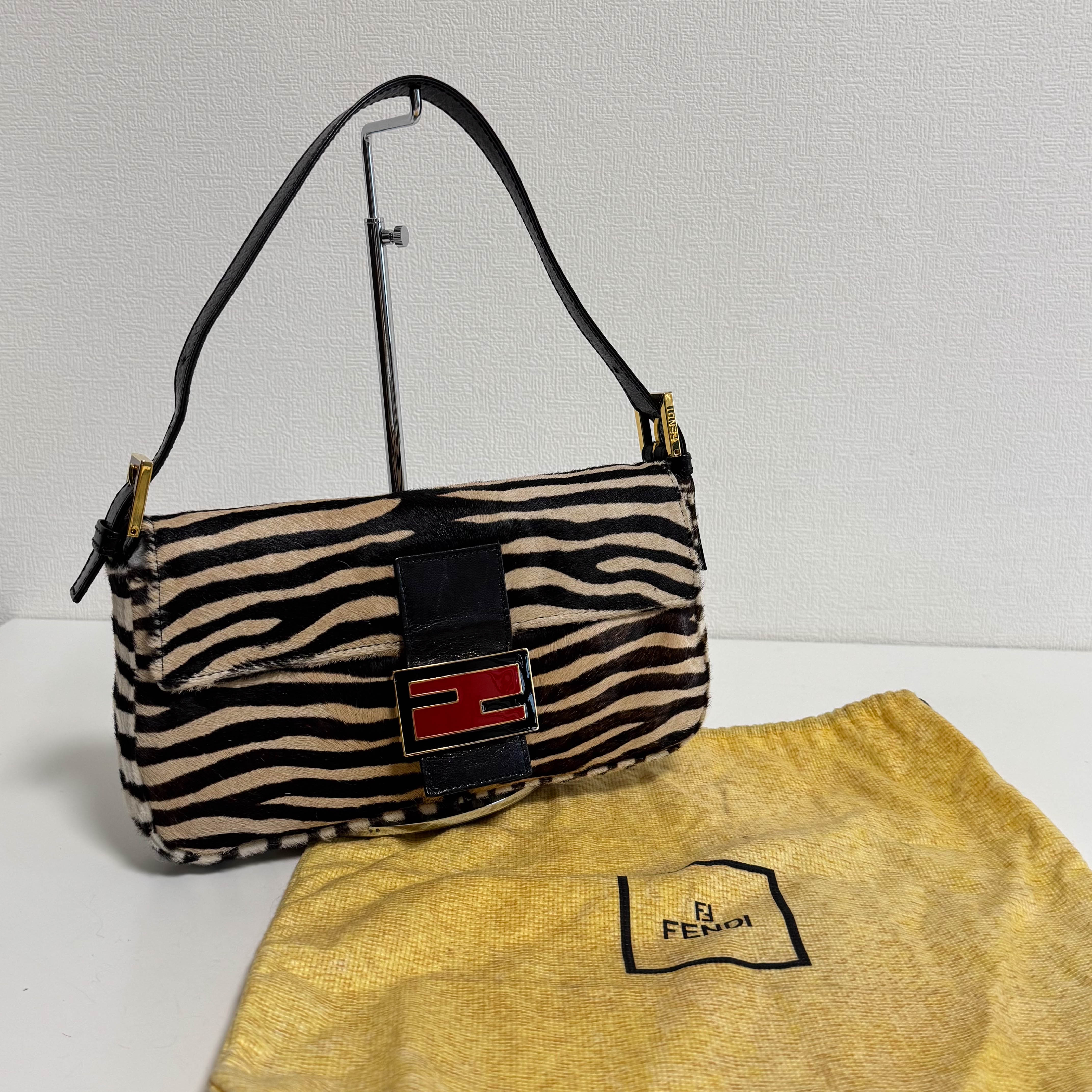 Baguette Pony Hair Zebra Design Shoulder Bag