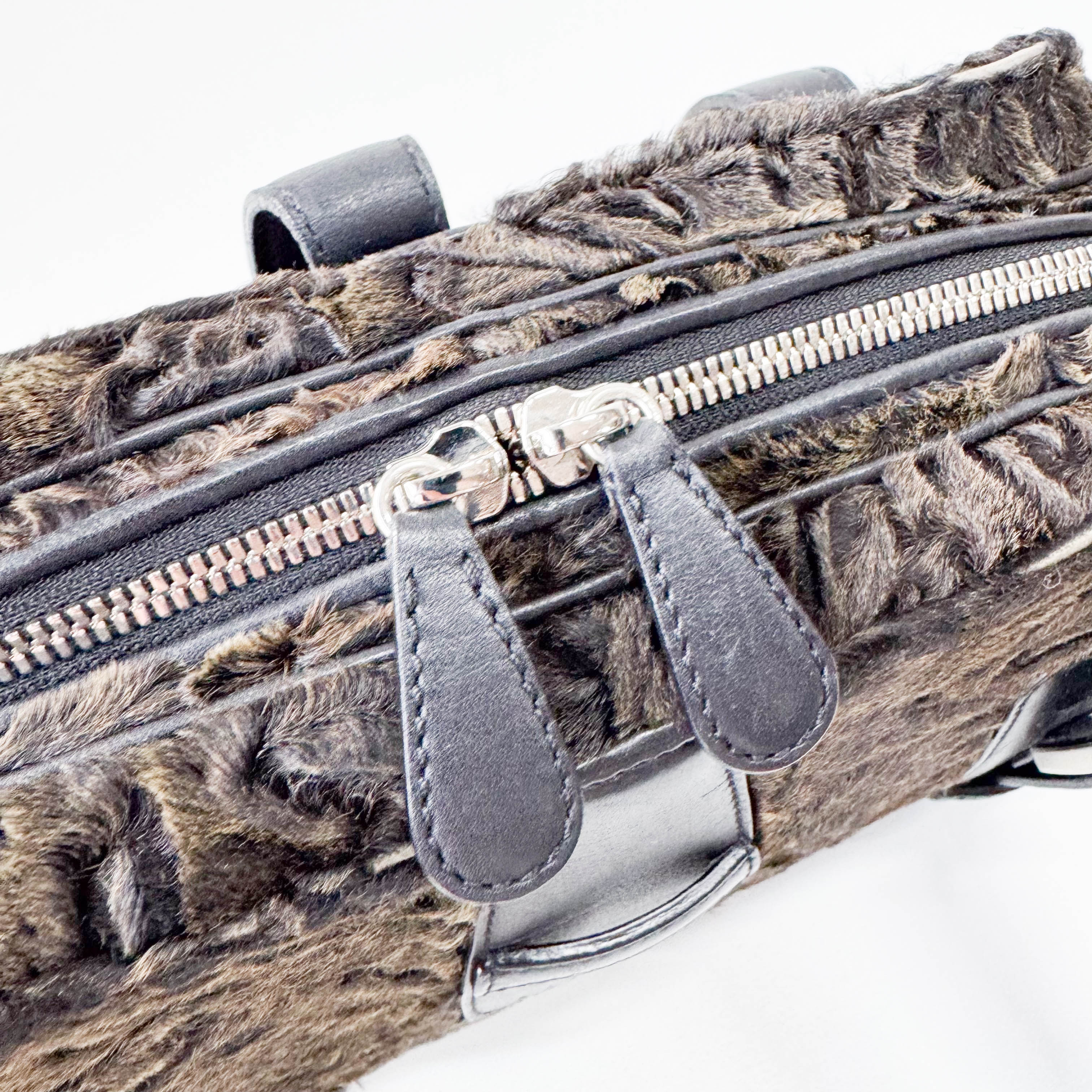 Brown Fur Bowling Bag