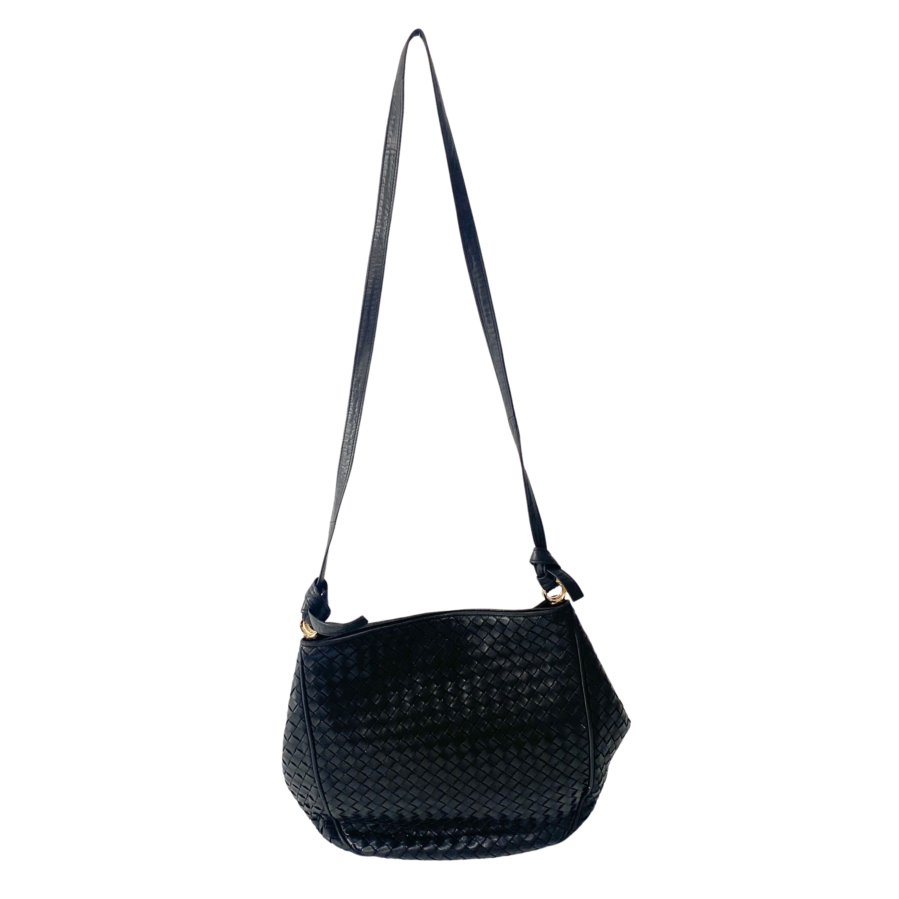 Intrecciato Black Leather Bag