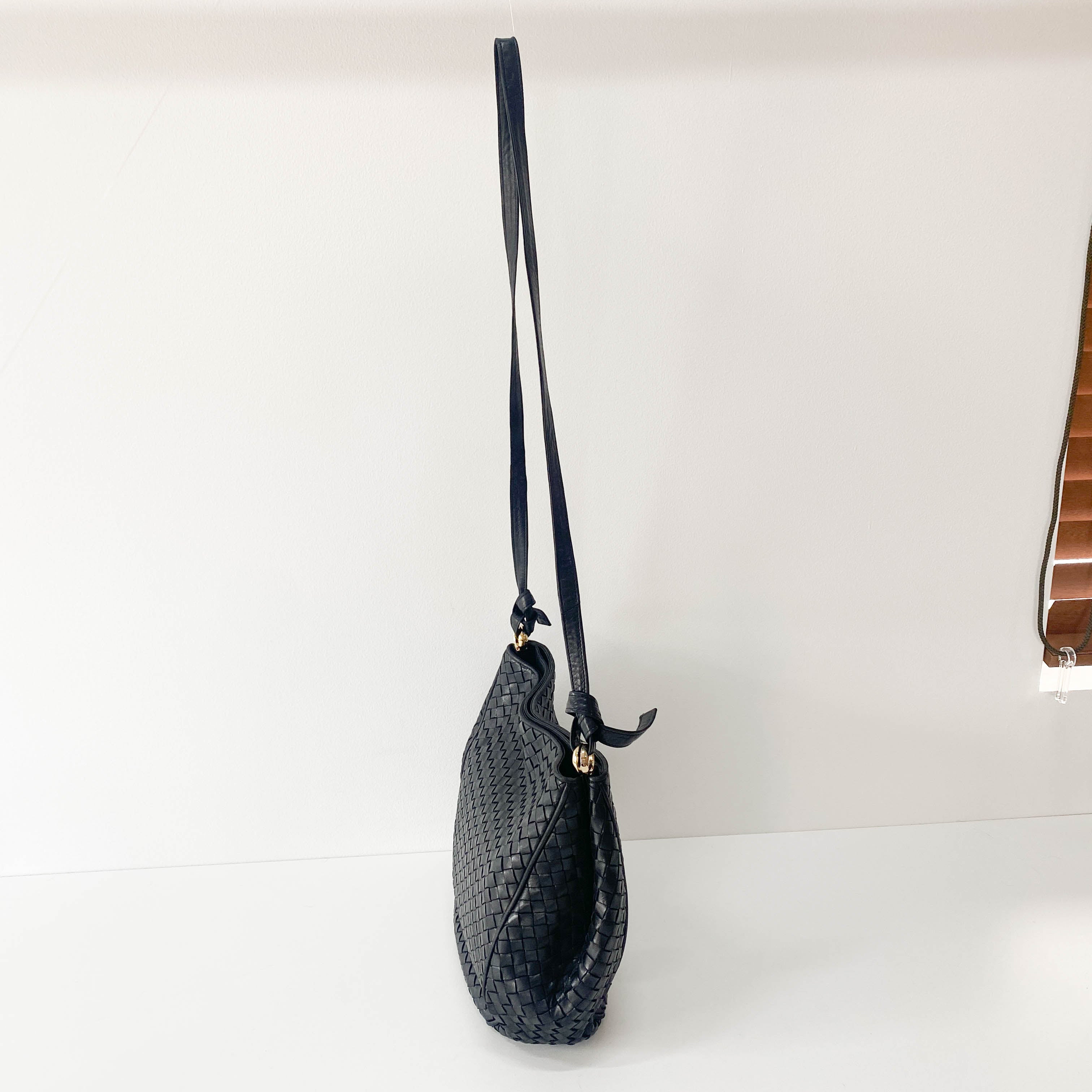 Intrecciato Black Leather Bag