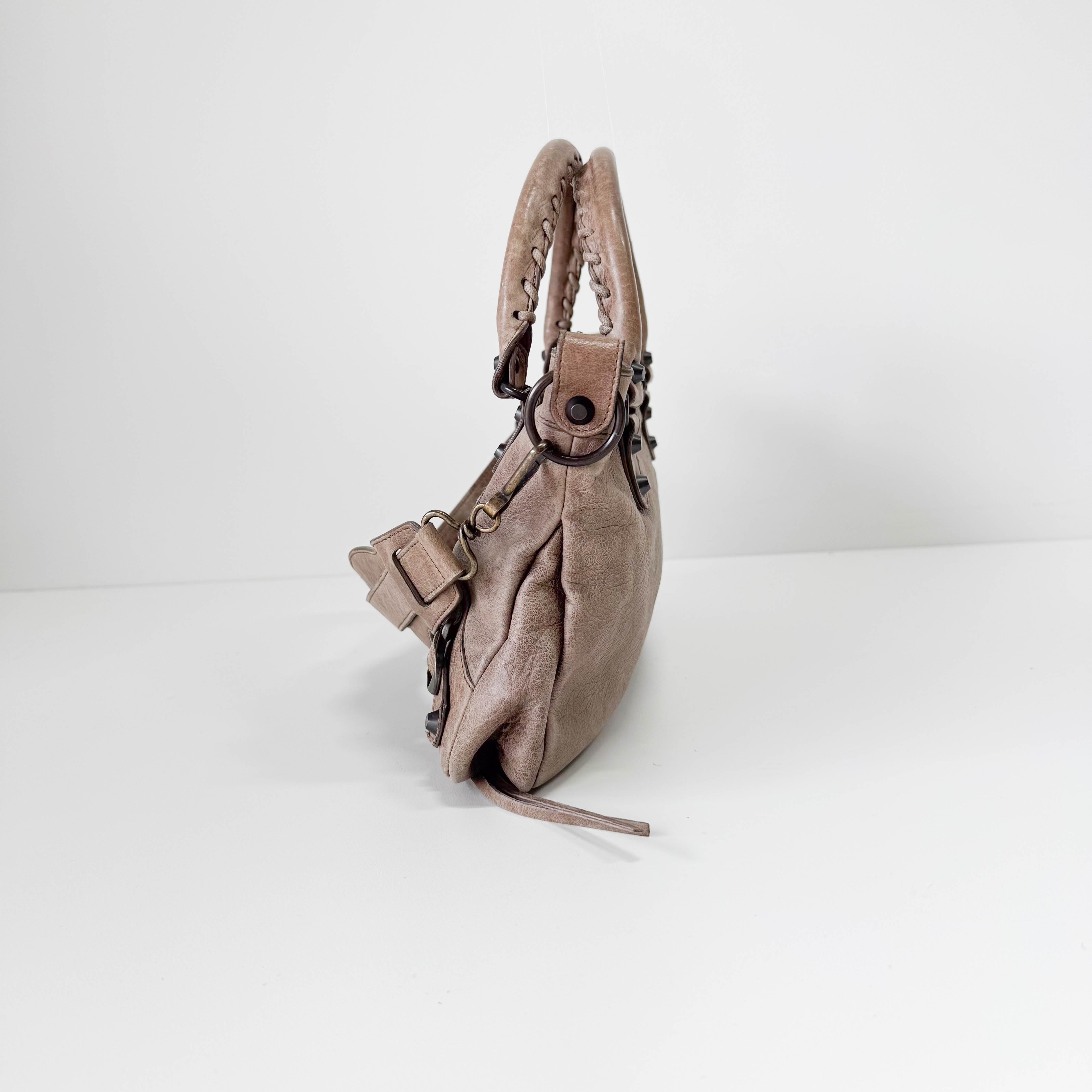 The First Mini in Beige Leather Bag