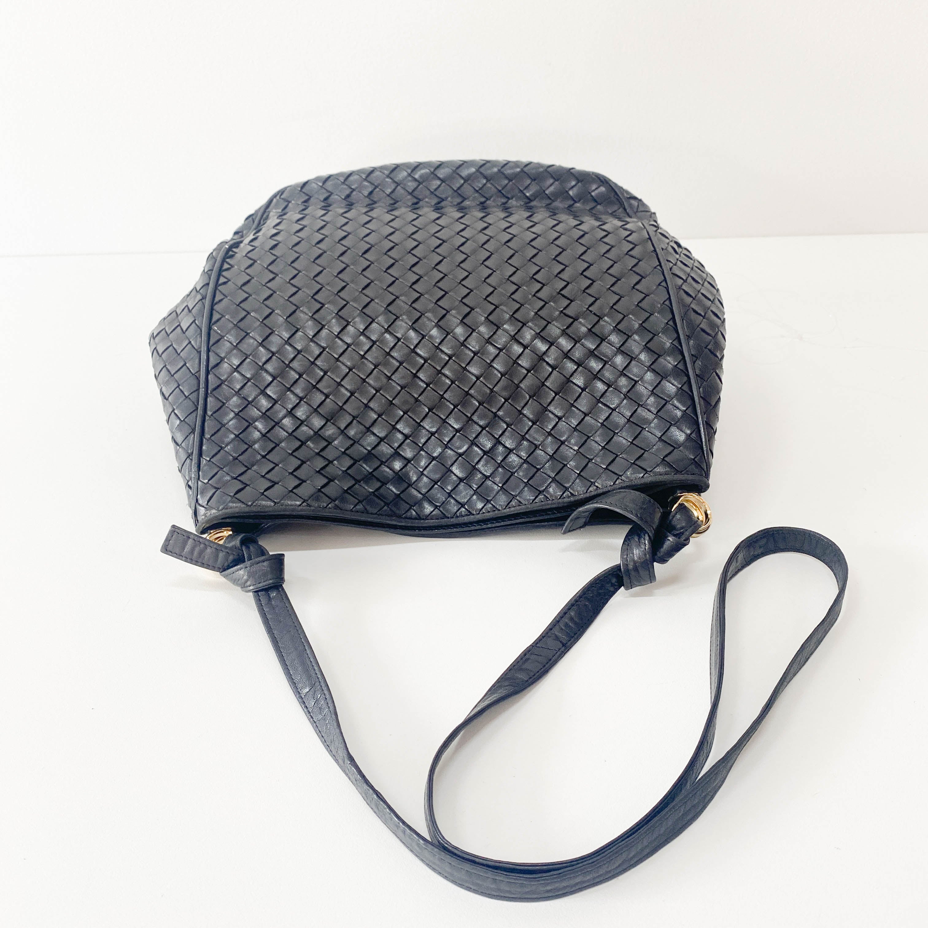 Intrecciato Black Leather Bag