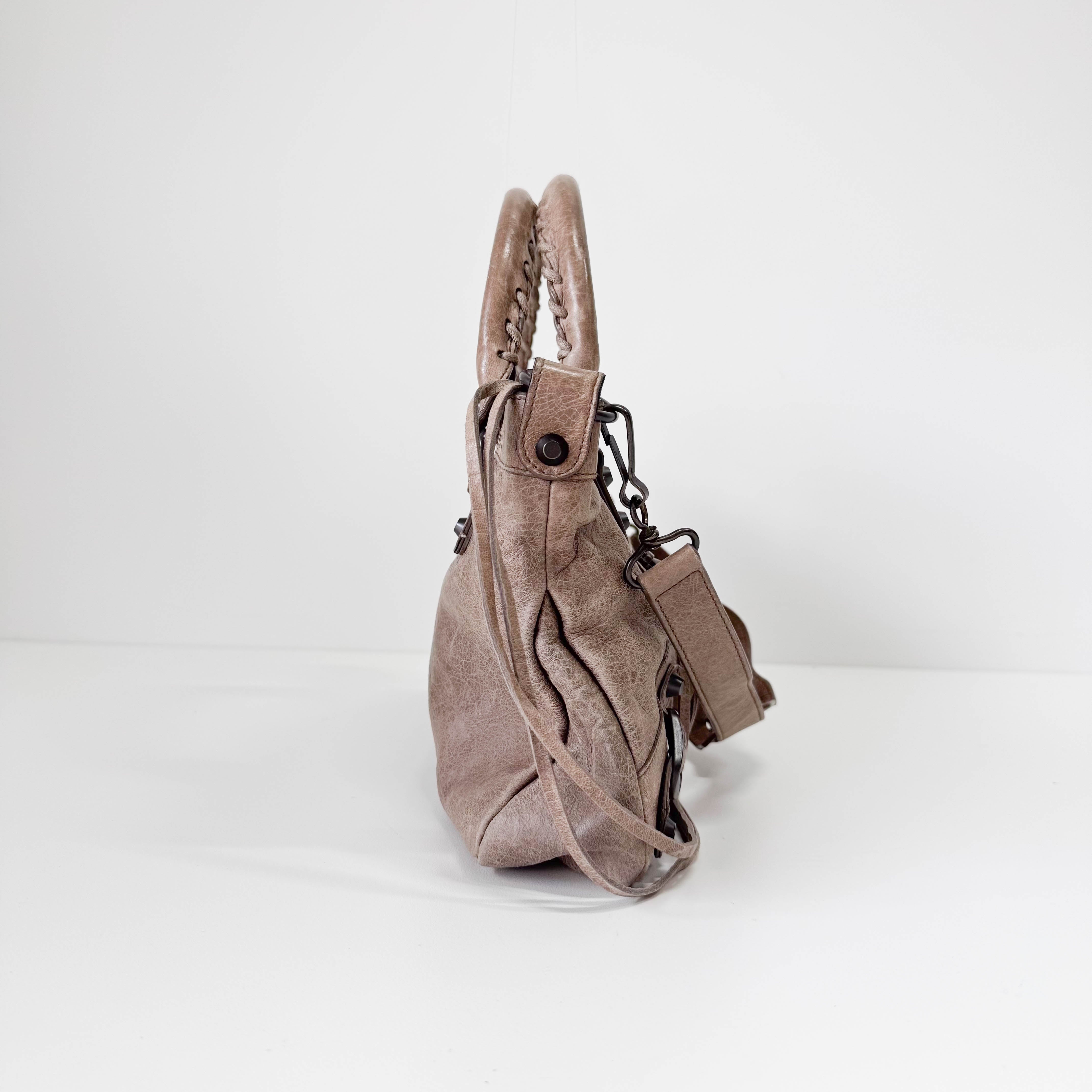 The First Mini in Beige Leather Bag