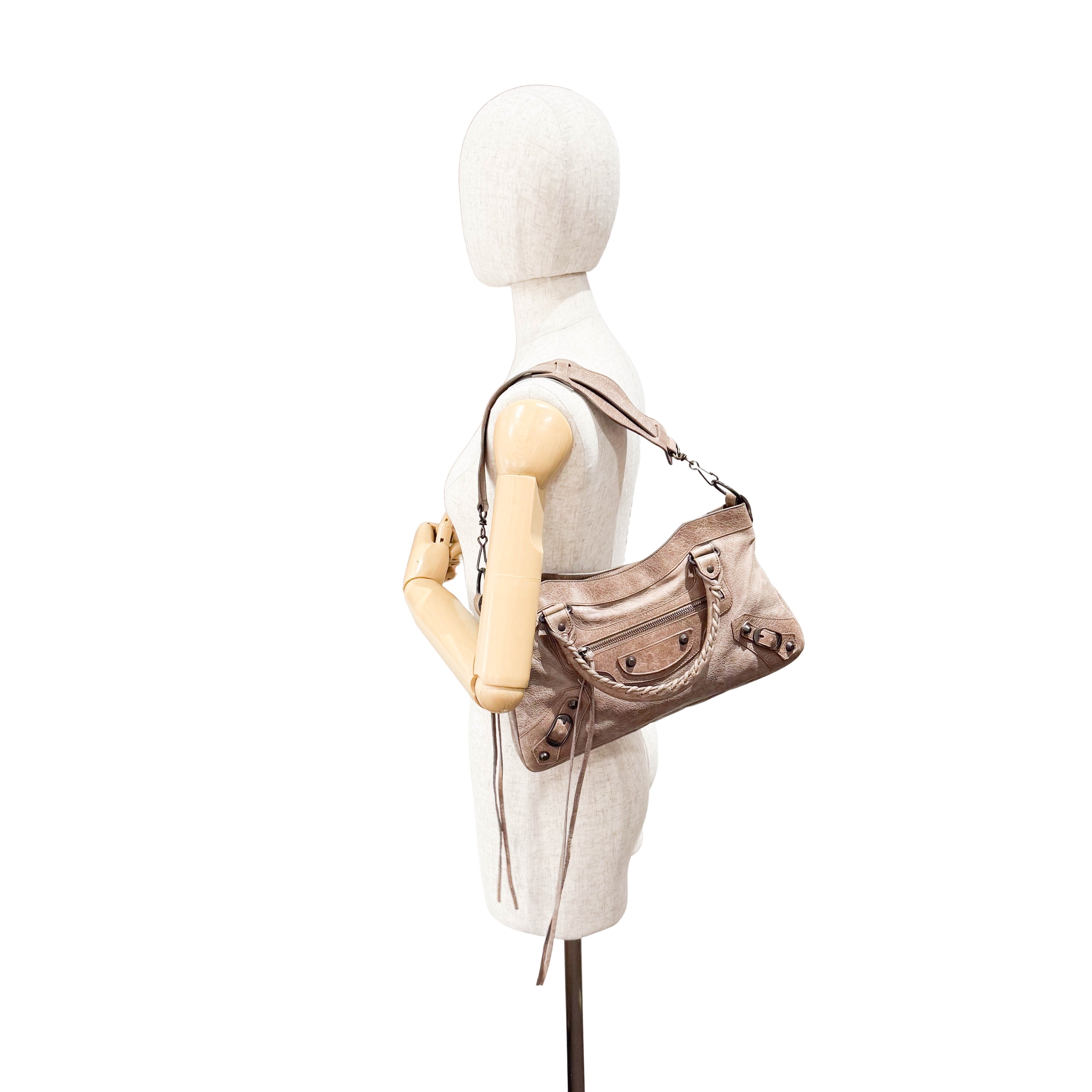 The First Mini in Beige Leather Bag