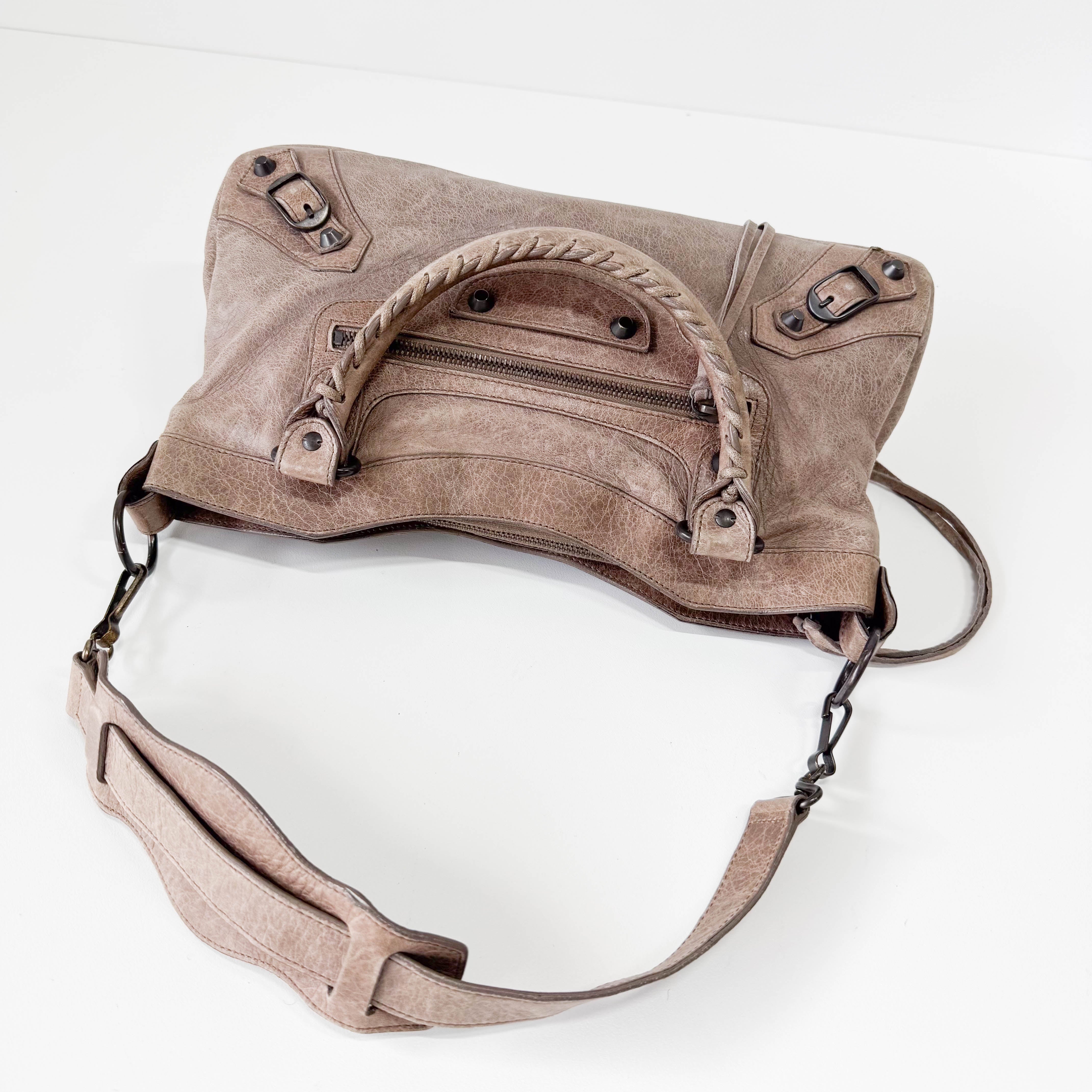 The First Mini in Beige Leather Bag