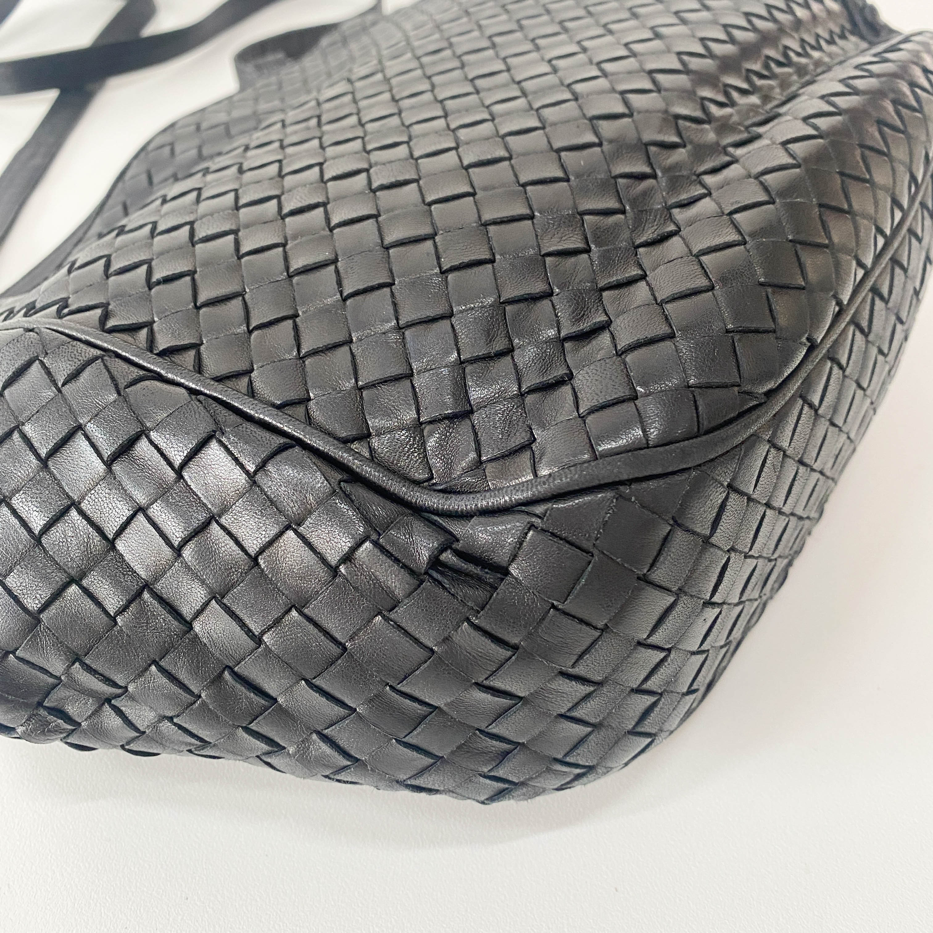 Intrecciato Black Leather Bag