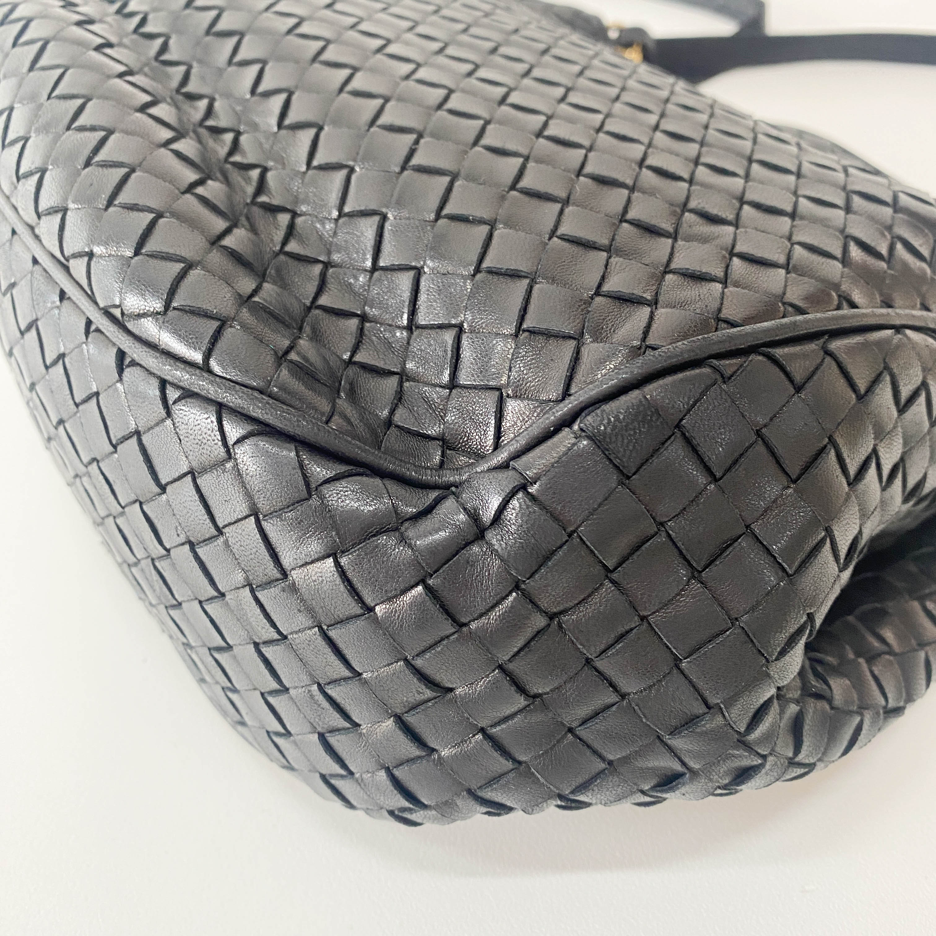 Intrecciato Black Leather Bag