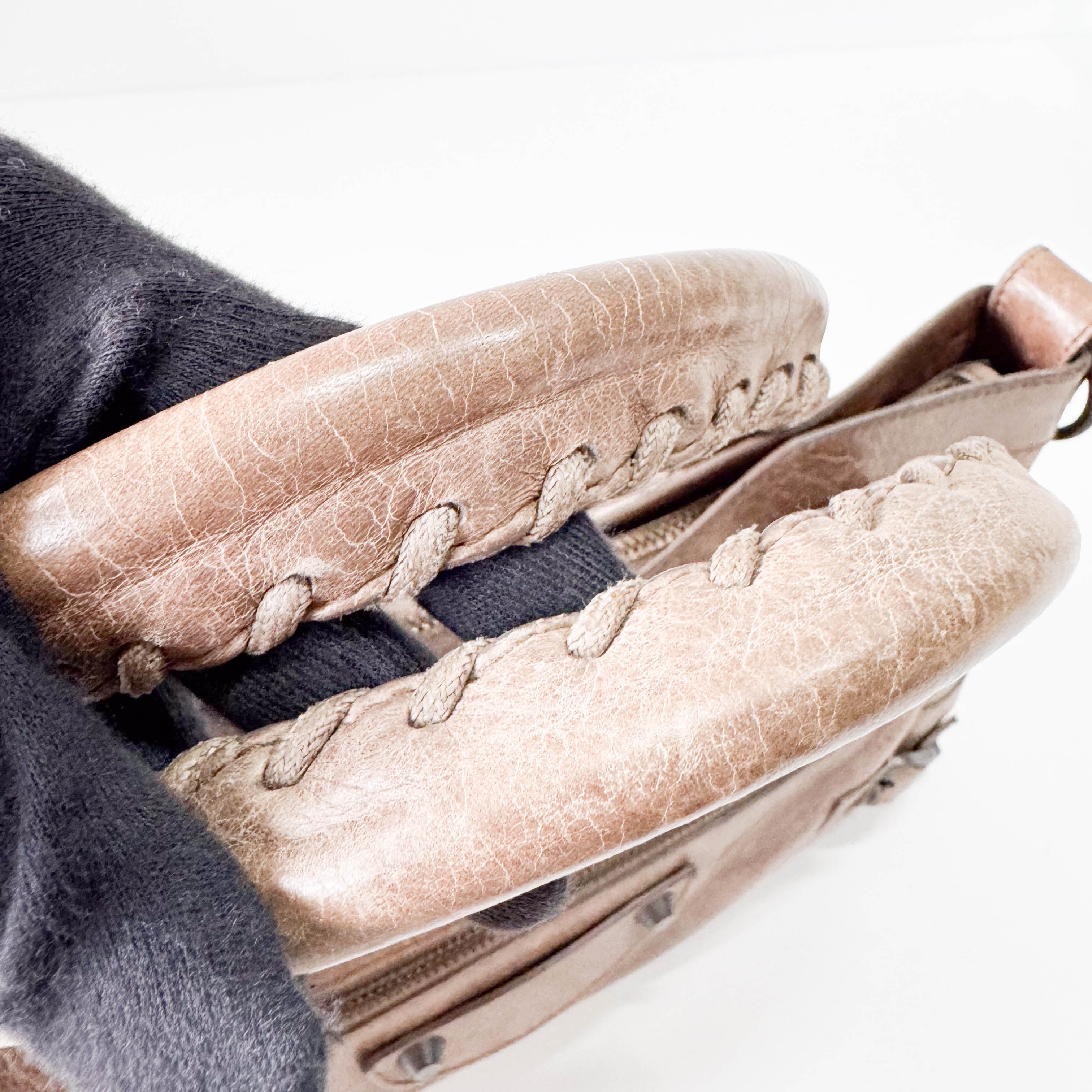 The First Mini in Beige Leather Bag