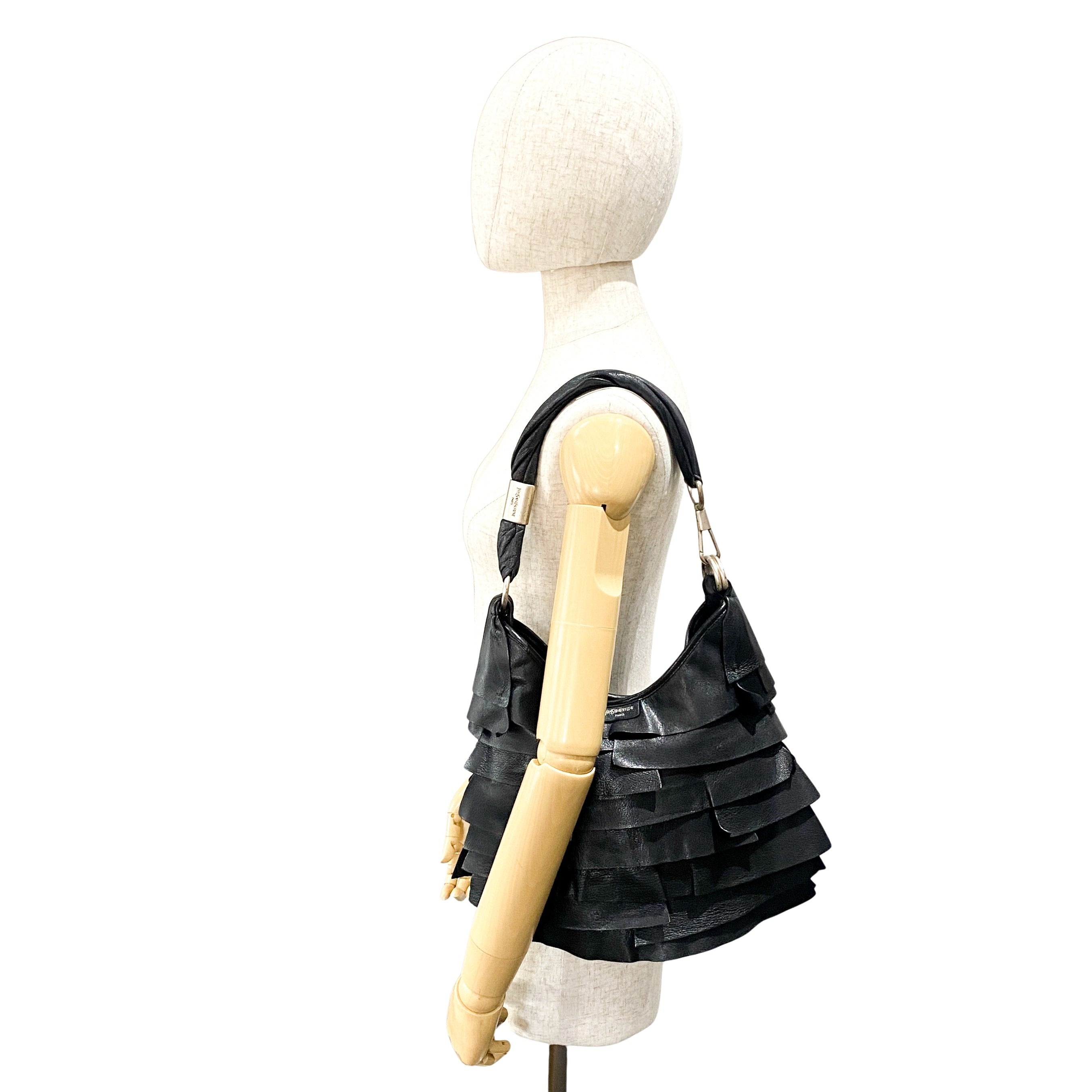 Saint-Tropez Black Leather Shoulder Bag