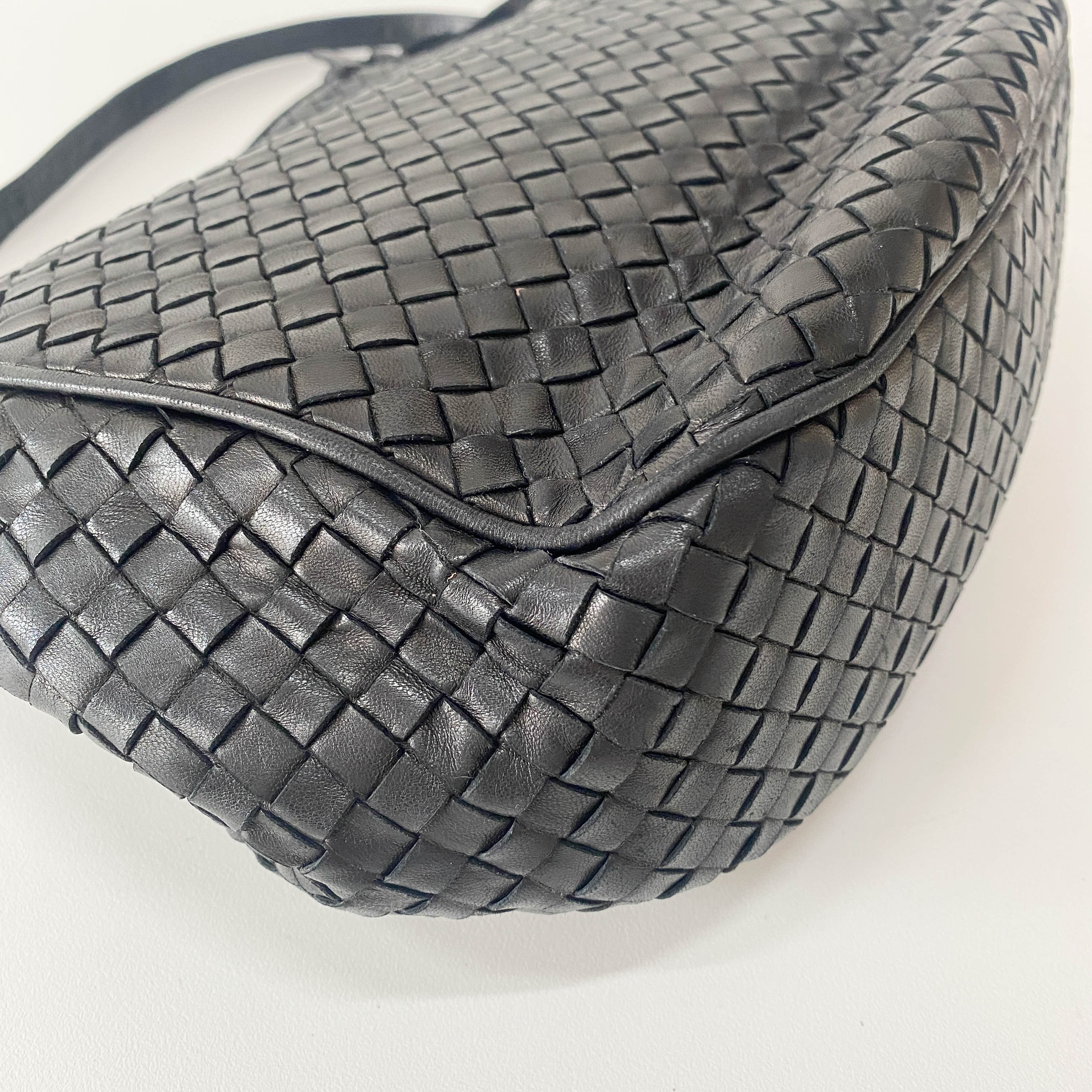 Intrecciato Black Leather Bag