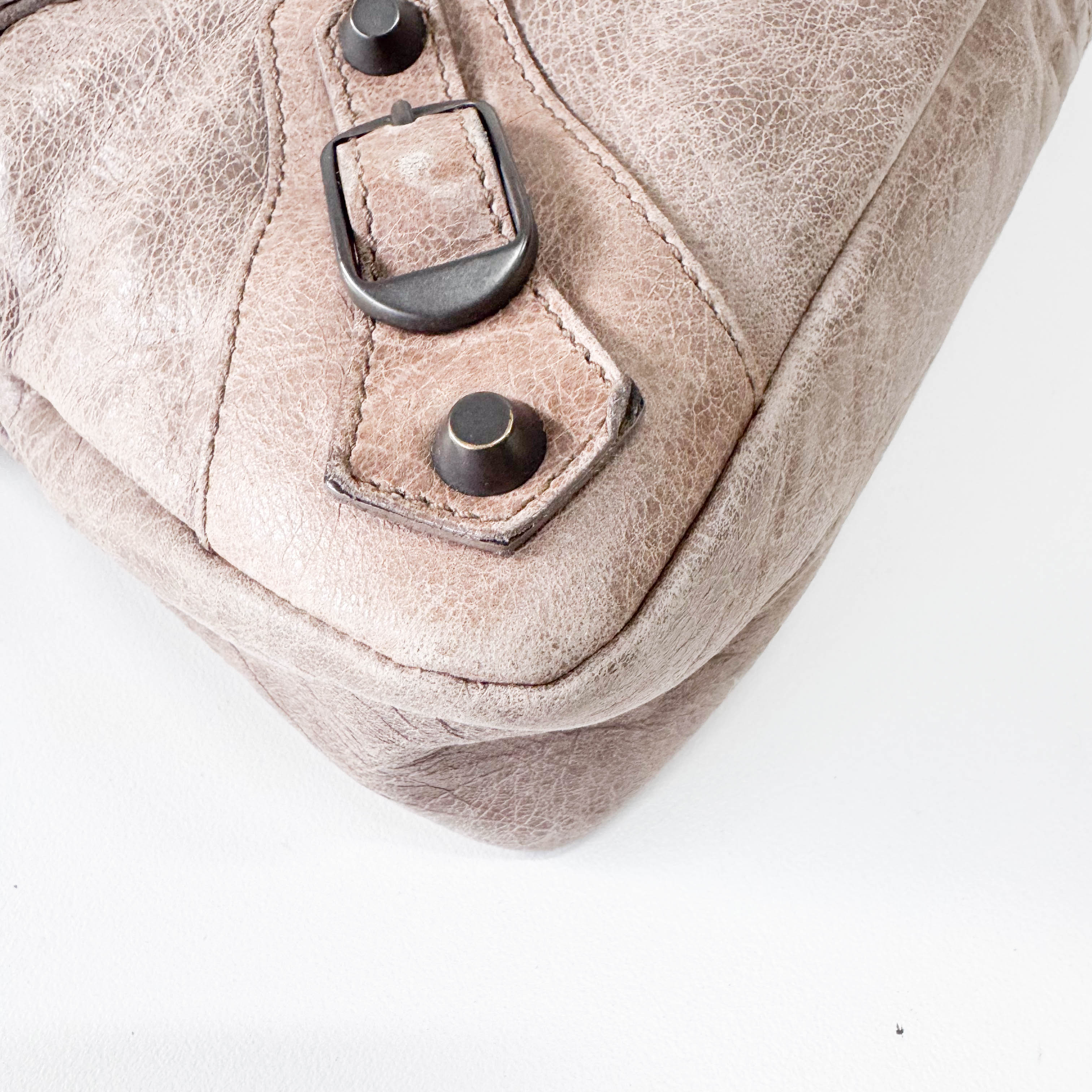 The First Mini in Beige Leather Bag