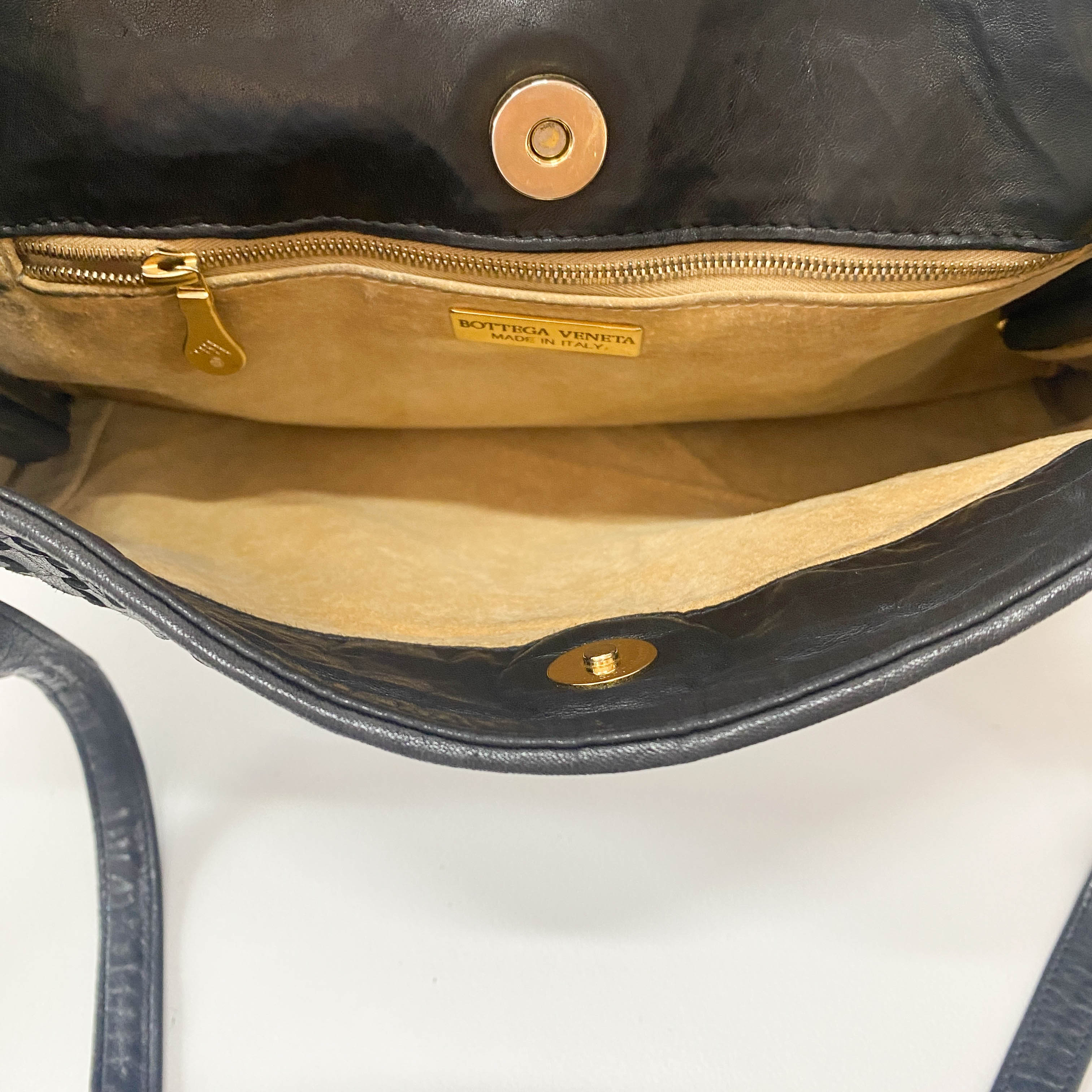 Intrecciato Black Leather Bag