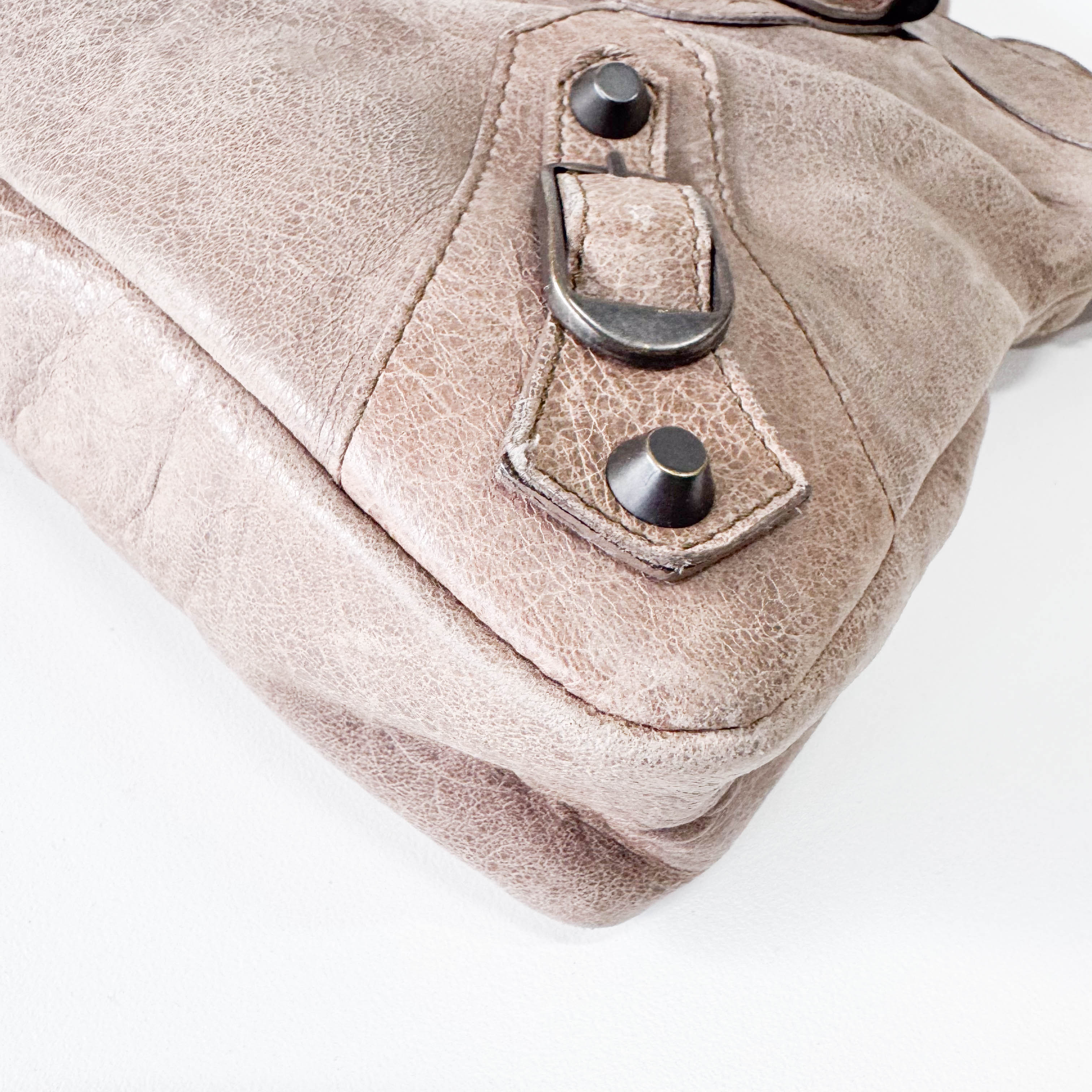 The First Mini in Beige Leather Bag