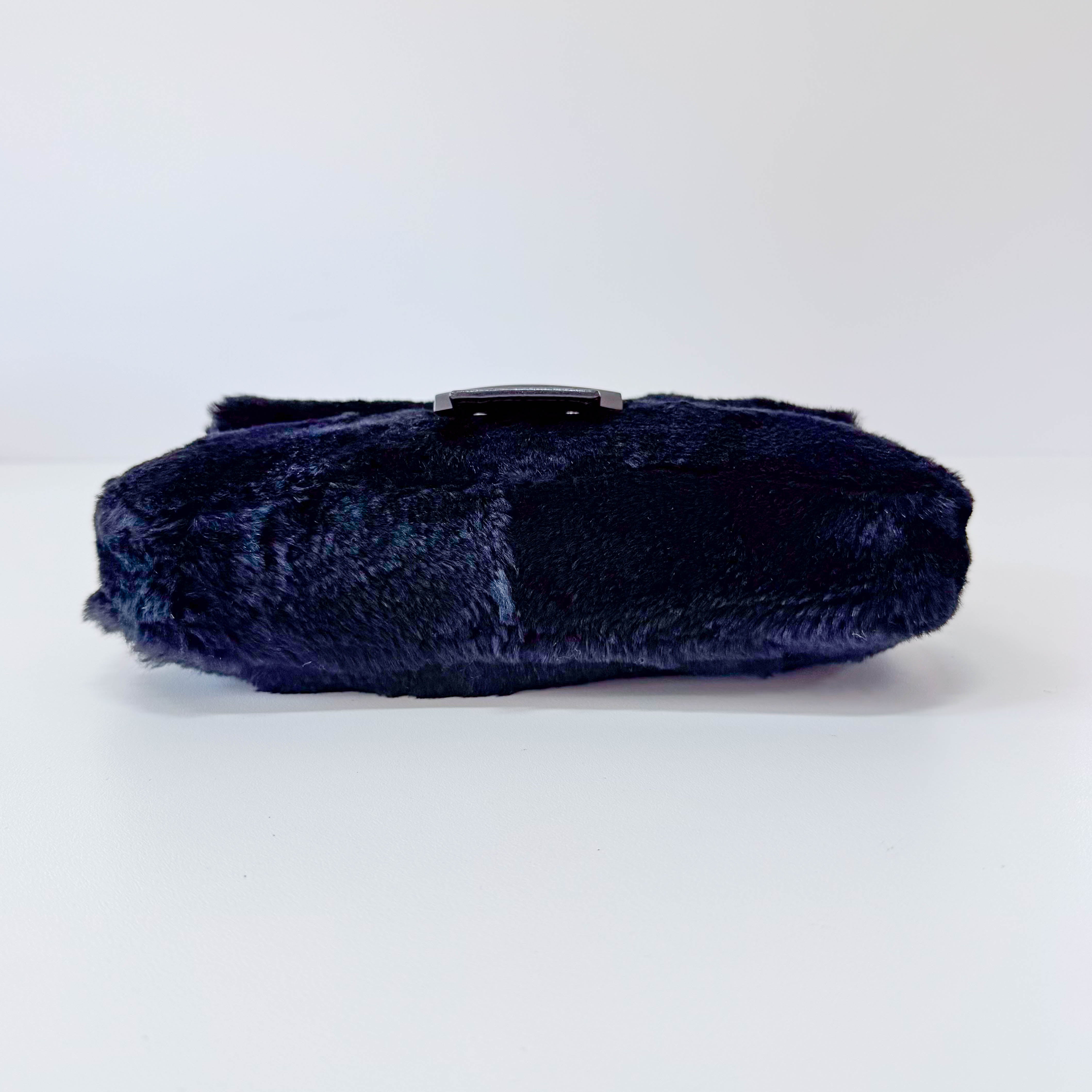 Baguette Black Rabbit Fur Bag