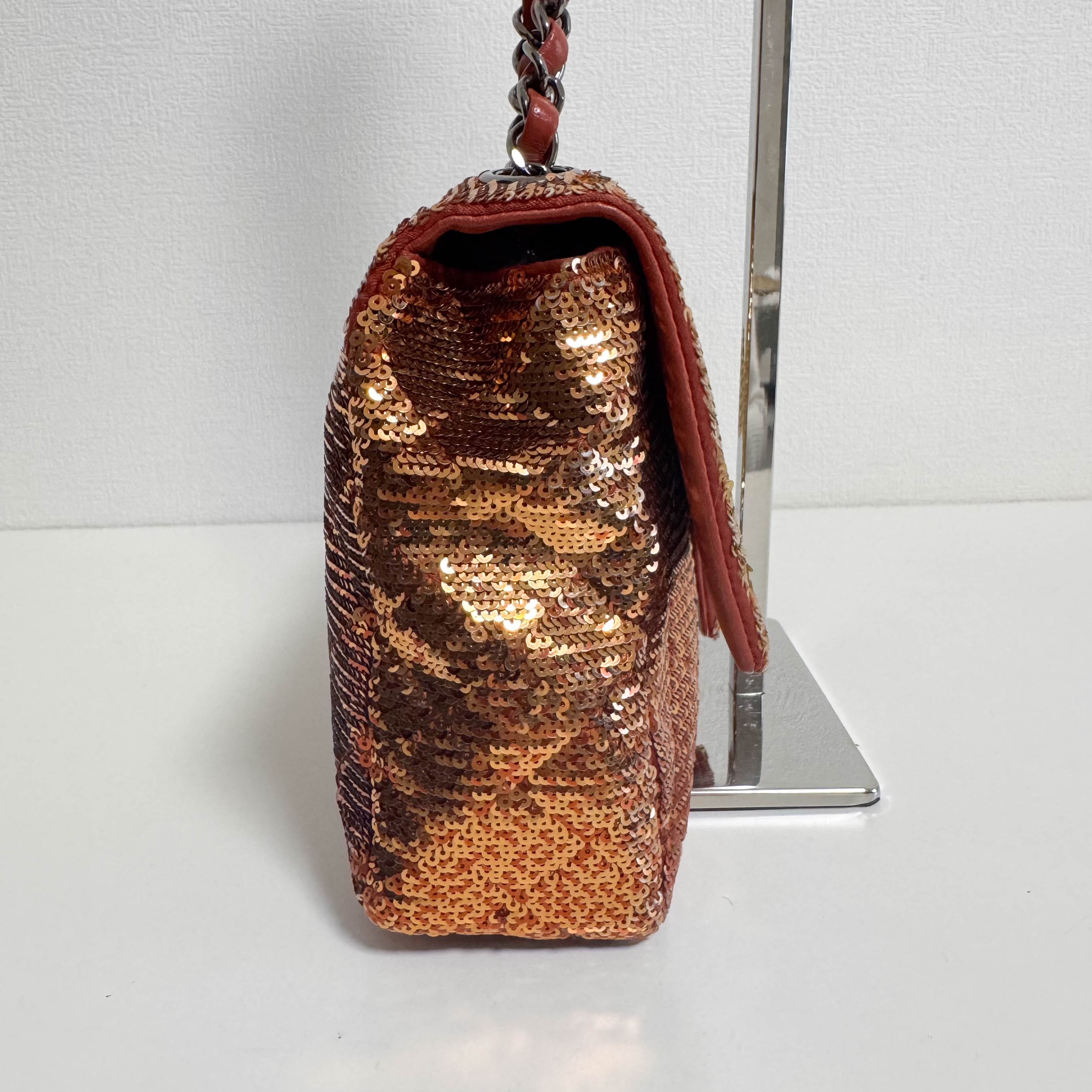 CC Flap Quilted Ombre Sequins Chain Shoulder Bag