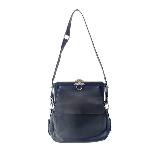 Rive Gauche Kiss-lock Black Leather Bag