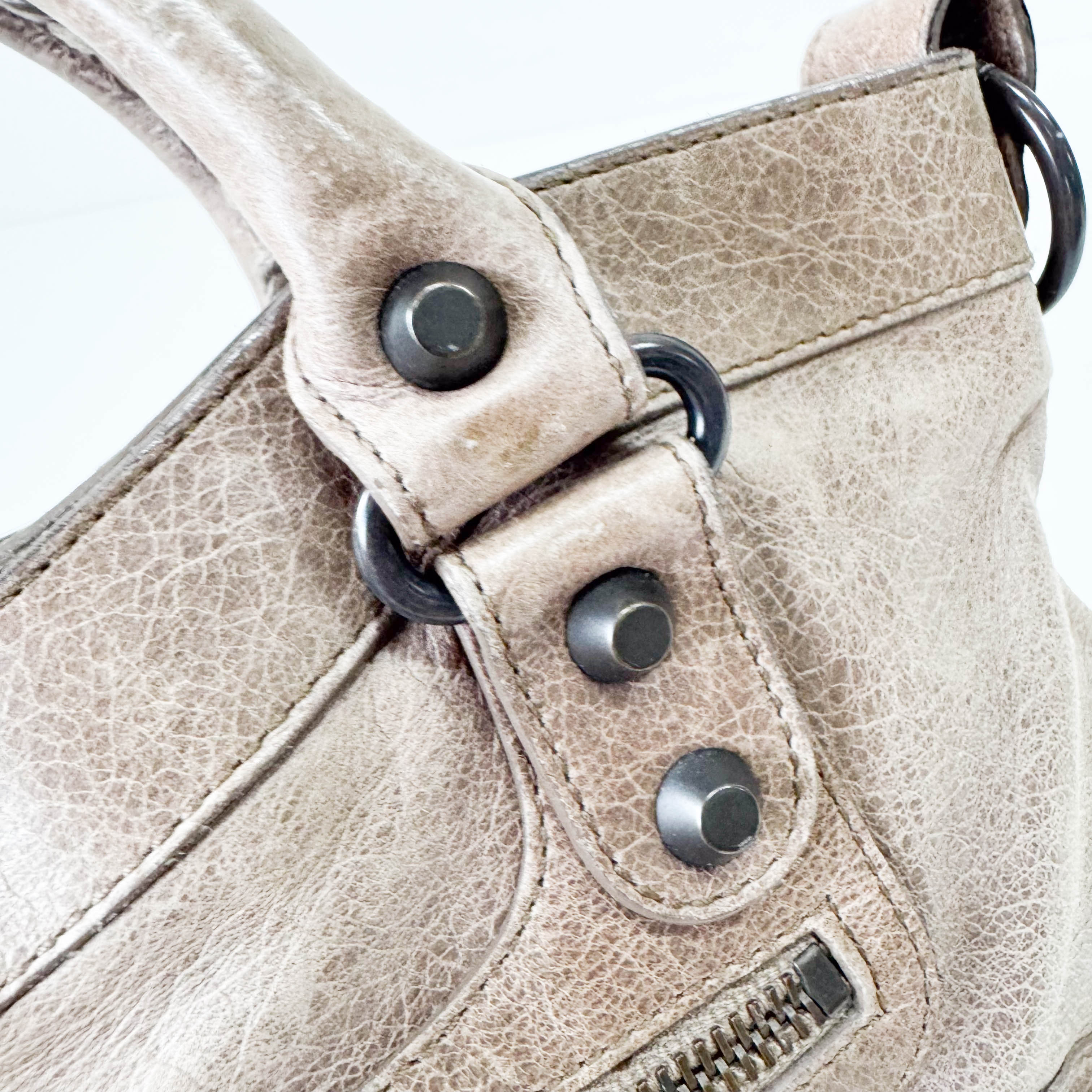 The First Mini in Beige Leather Bag