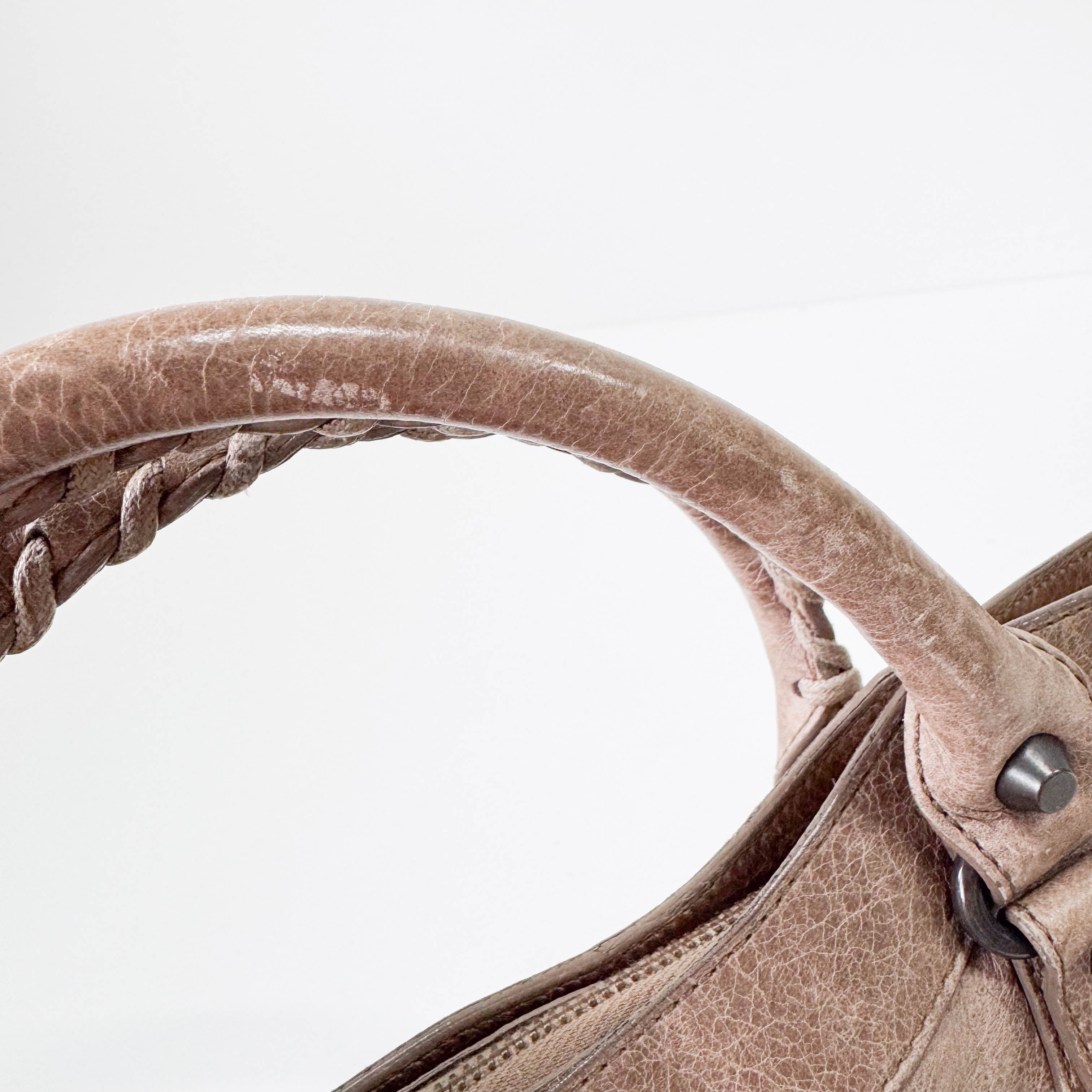 The First Mini in Beige Leather Bag