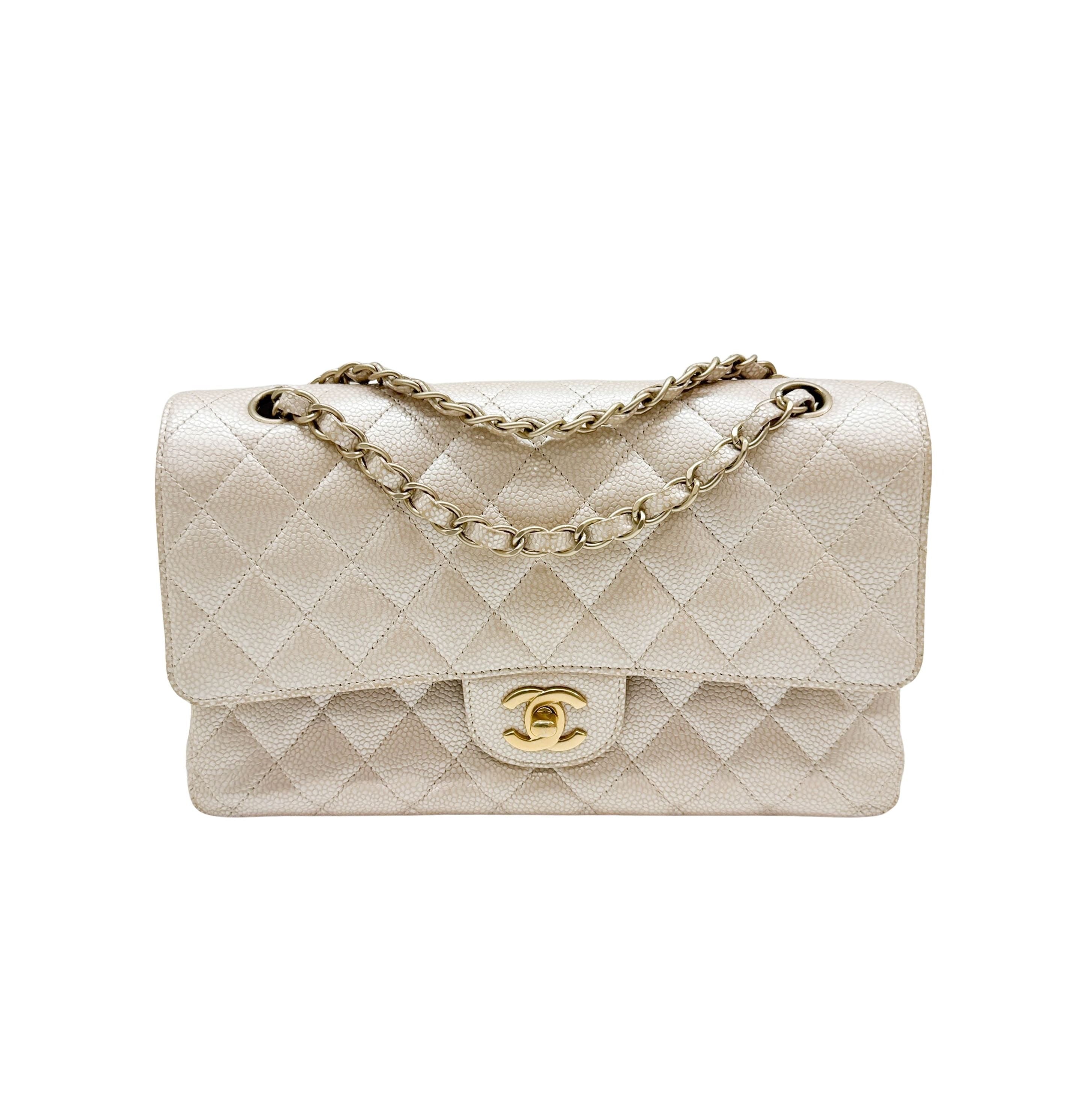 Classic Double Flap Matelasse Pearl Pink Leather Shoulder Bag