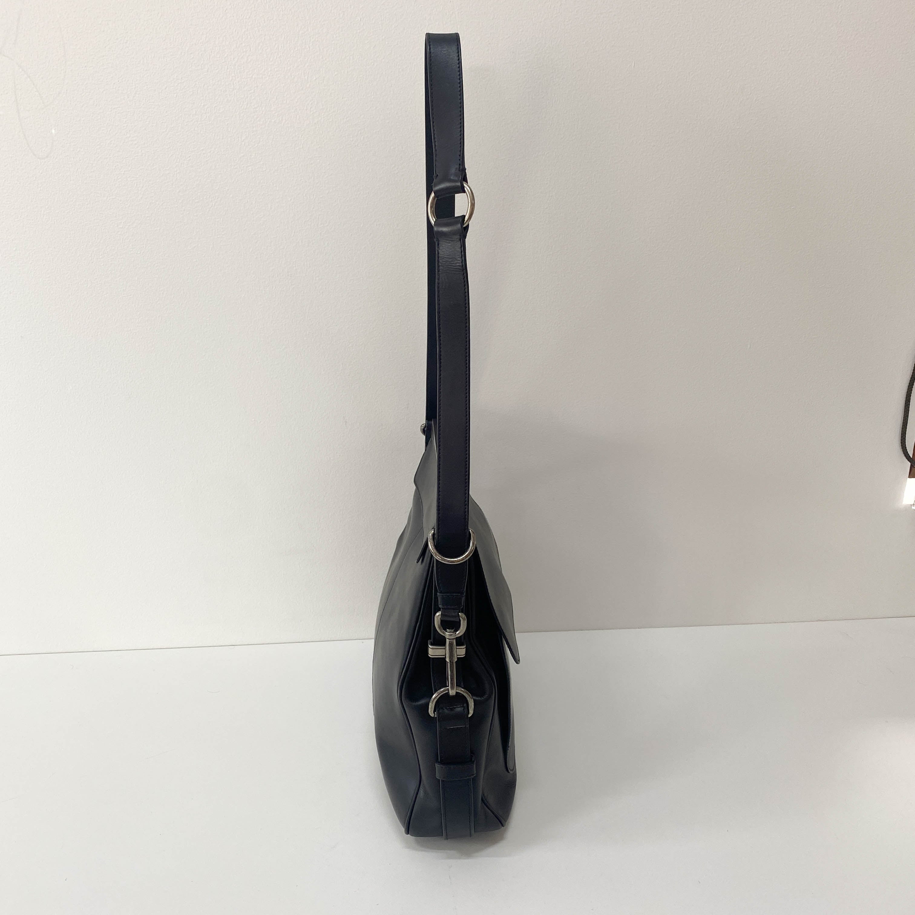 Rive Gauche Kiss-lock Black Leather Bag