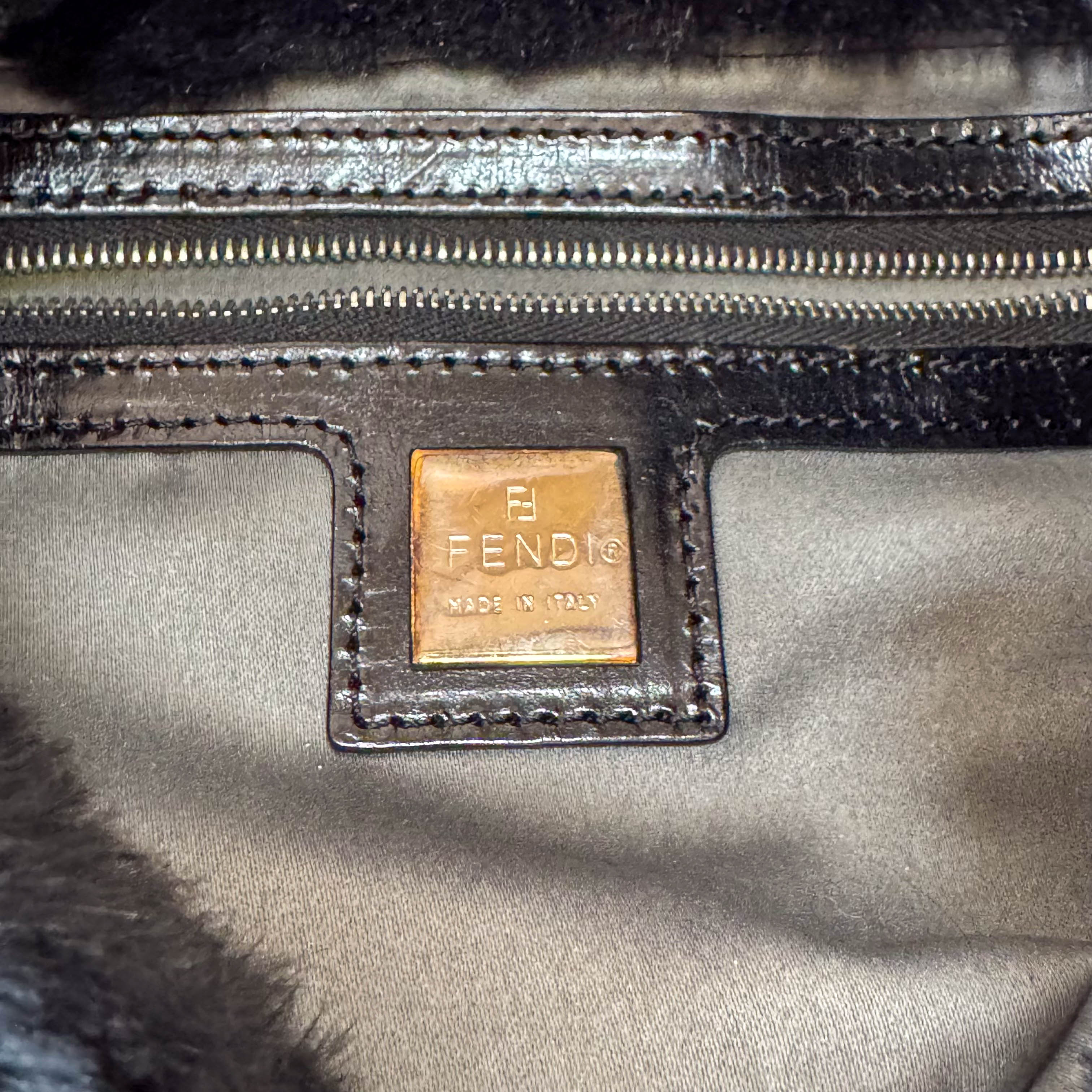 Baguette Black Rabbit Fur Bag