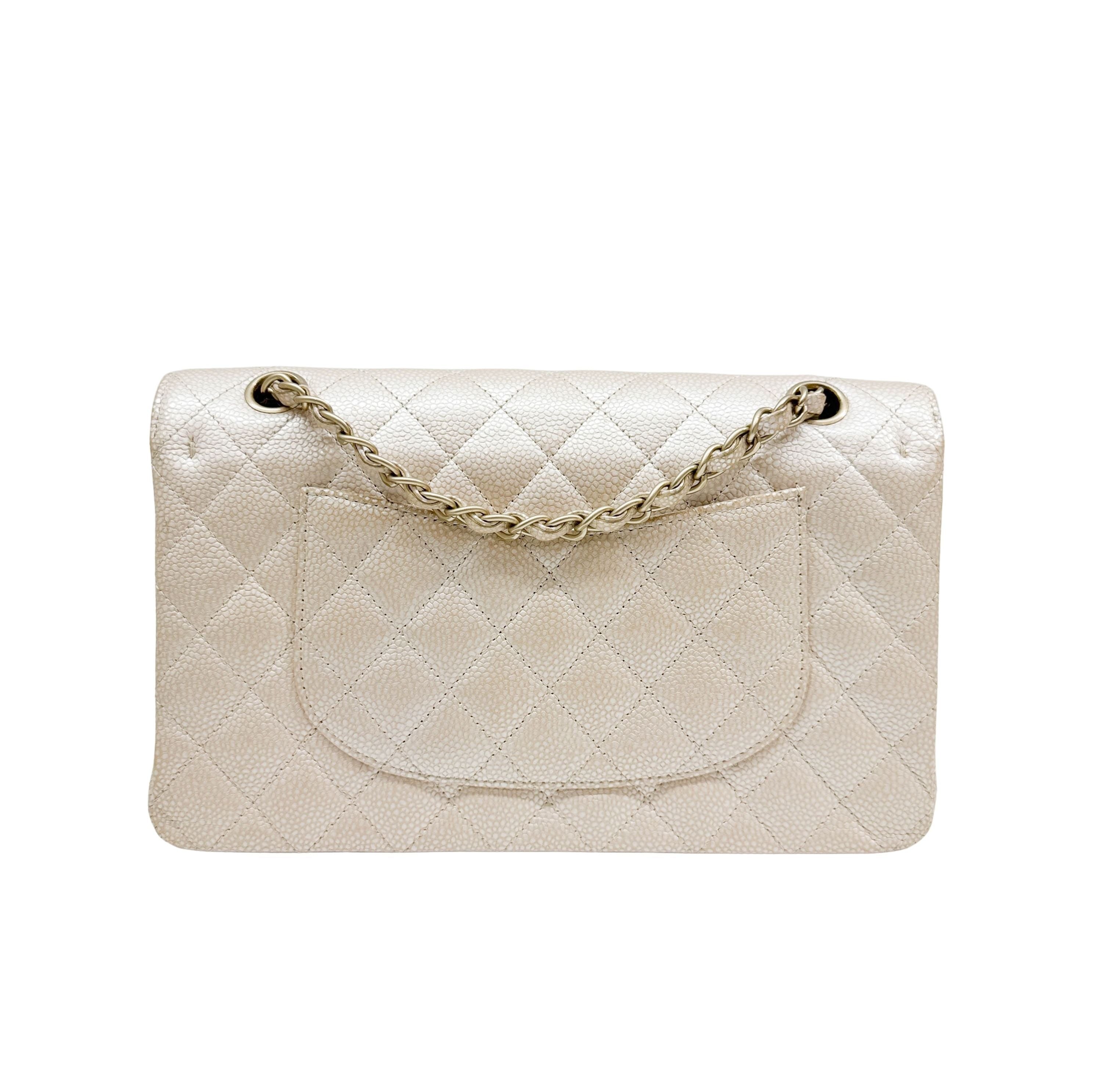 Classic Double Flap Matelasse Pearl Pink Leather Shoulder Bag