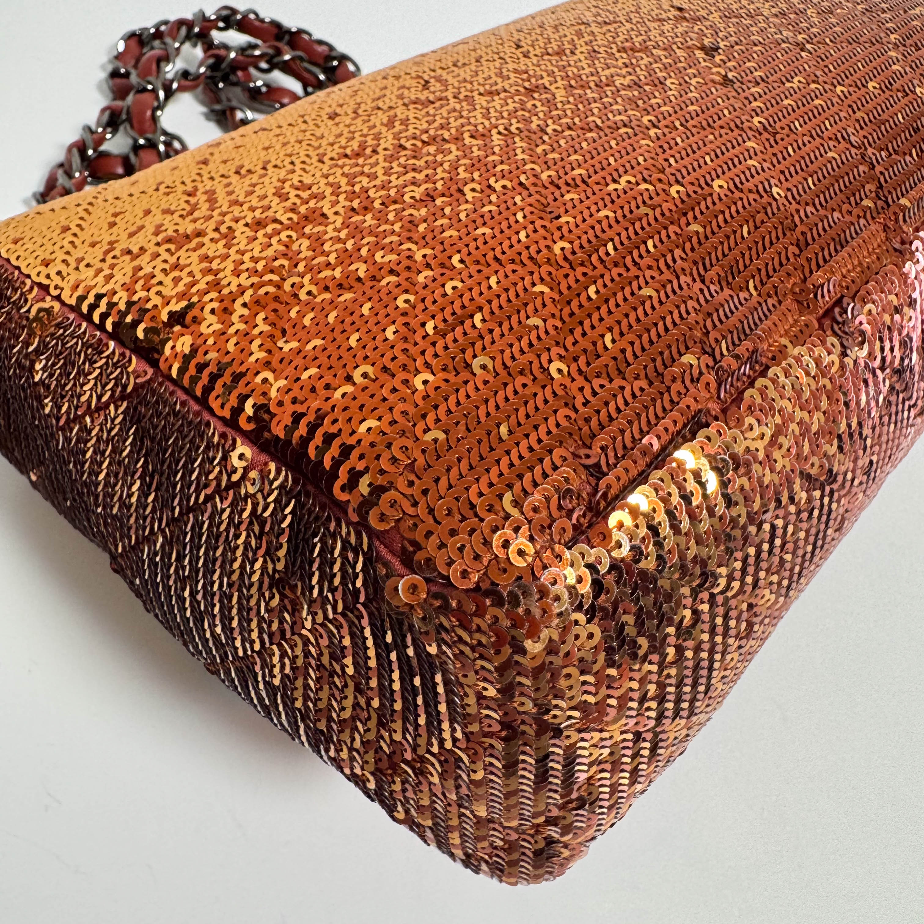 CC Flap Quilted Ombre Sequins Chain Shoulder Bag