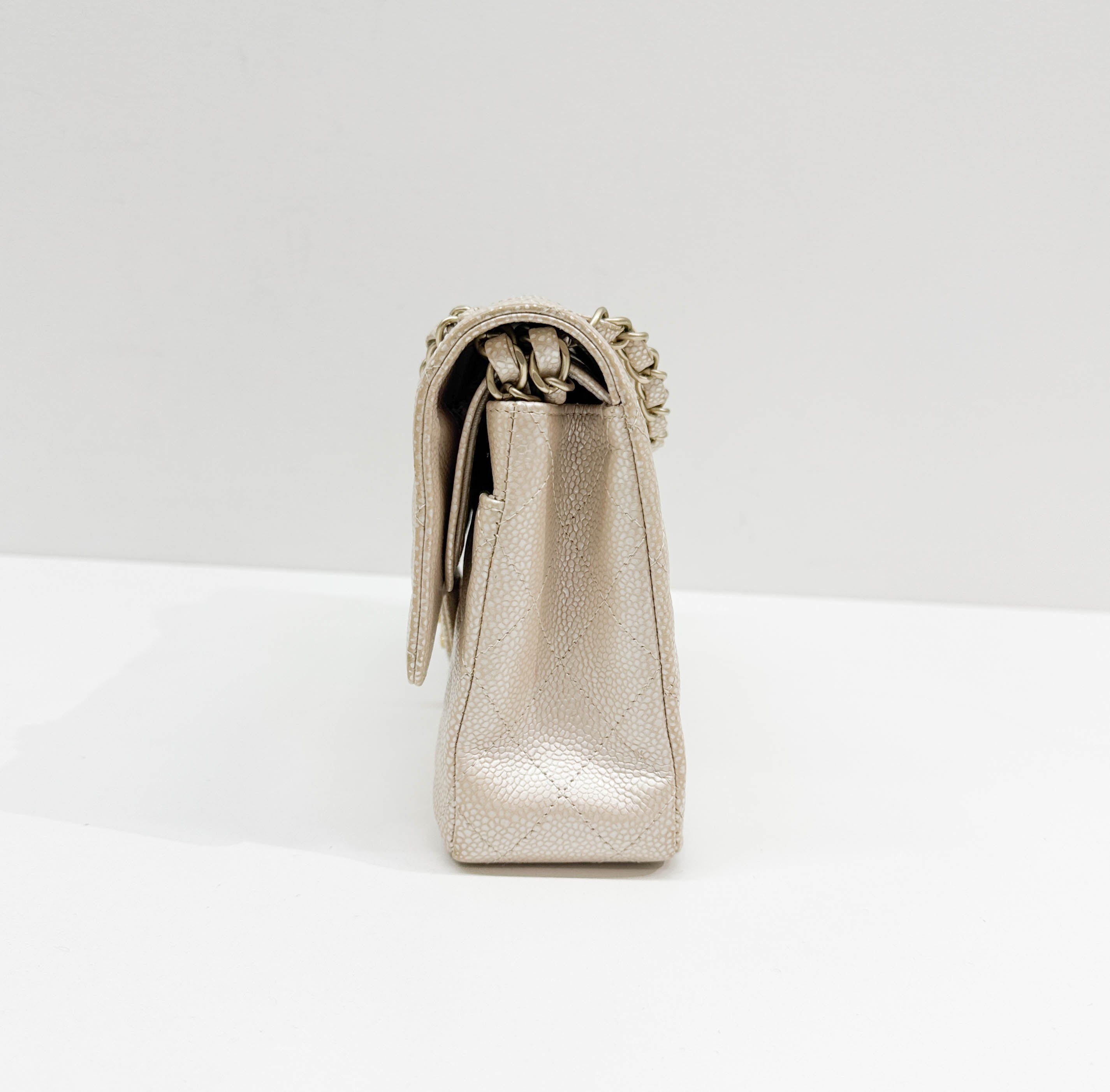 Classic Double Flap Matelasse Pearl Pink Leather Shoulder Bag