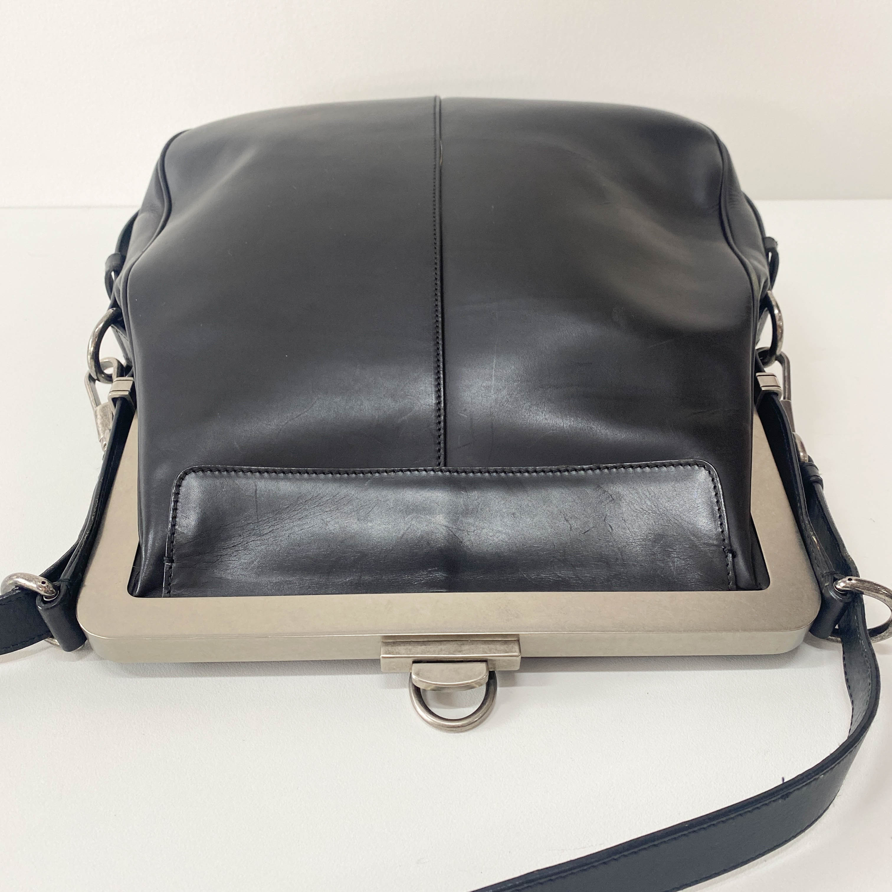 Rive Gauche Kiss-lock Black Leather Bag
