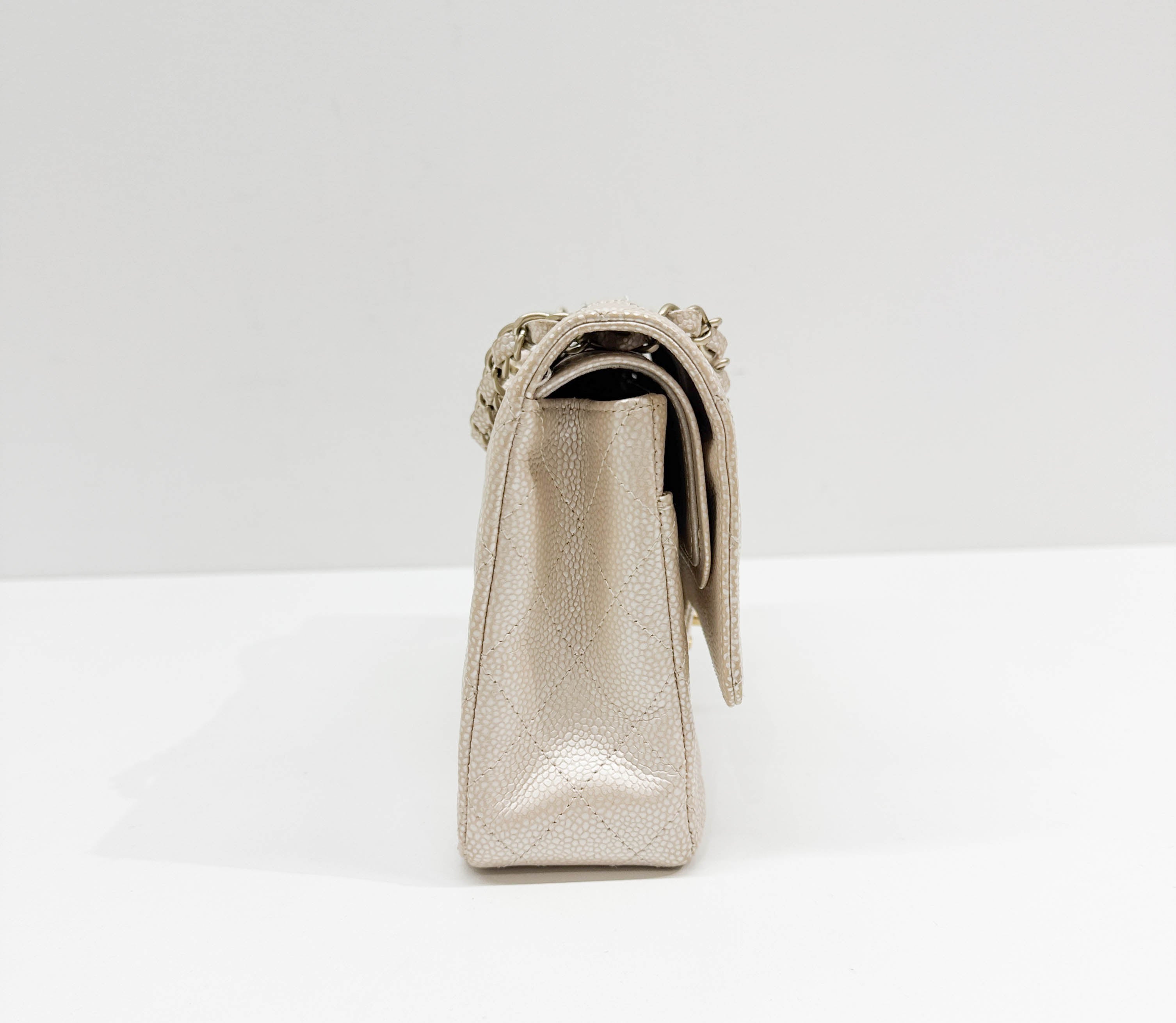 Classic Double Flap Matelasse Pearl Pink Leather Shoulder Bag