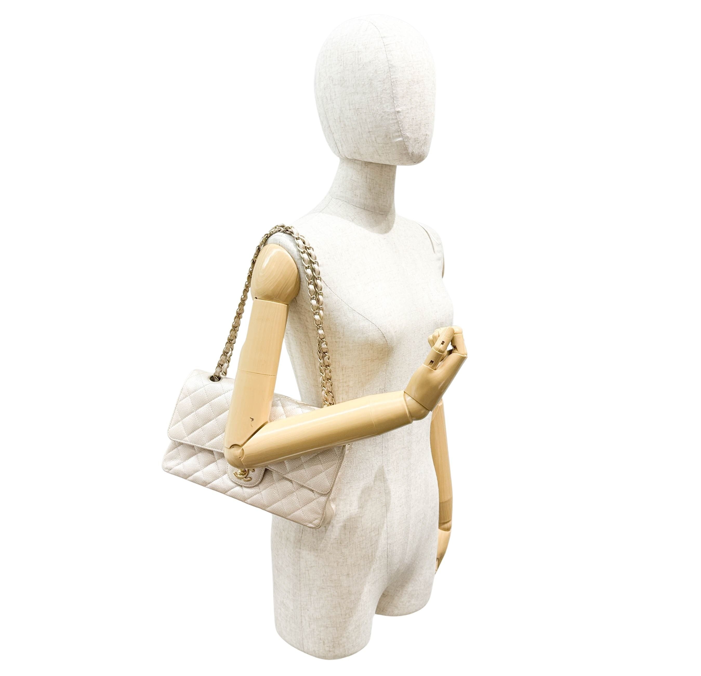 Classic Double Flap Matelasse Pearl Pink Leather Shoulder Bag