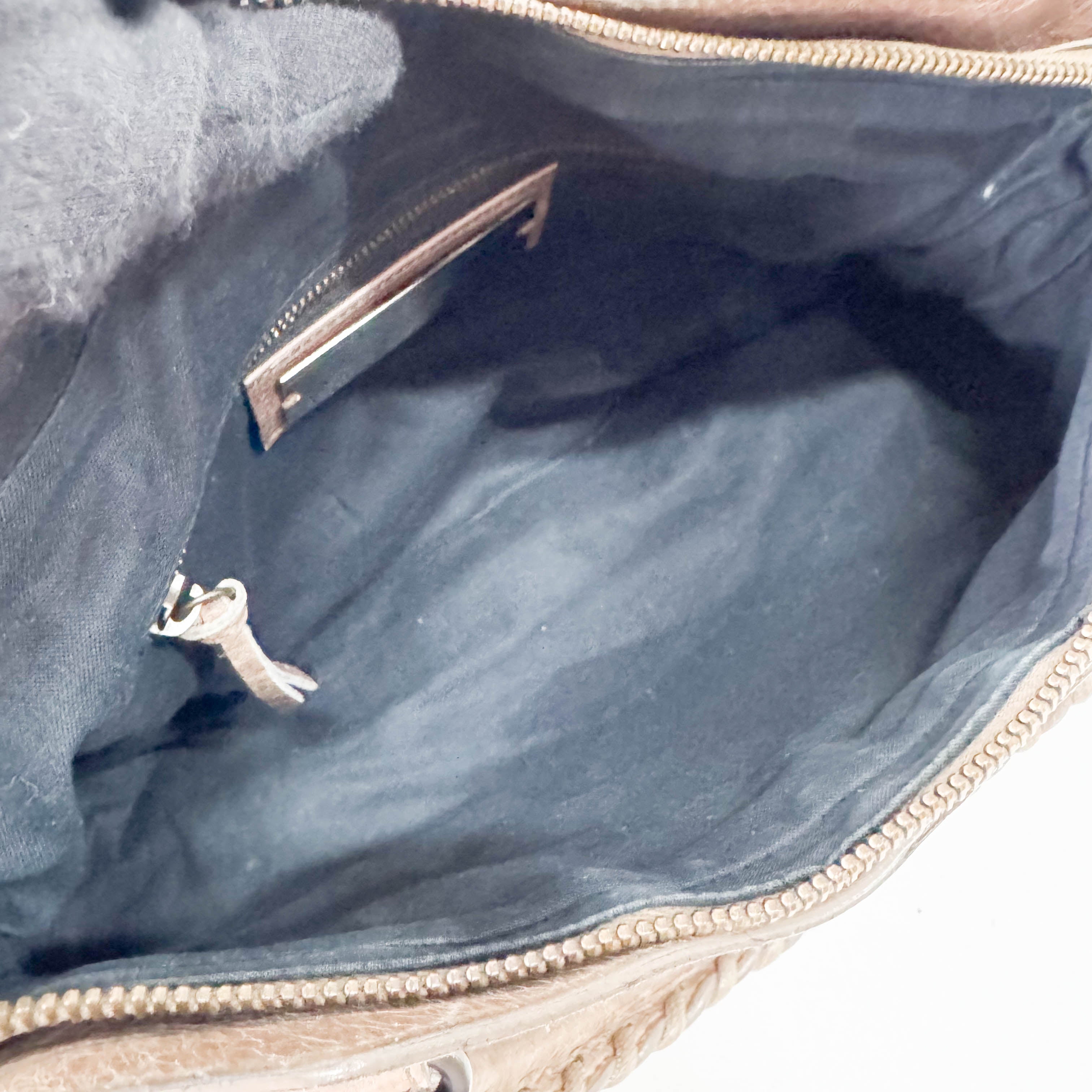 The First Mini in Beige Leather Bag