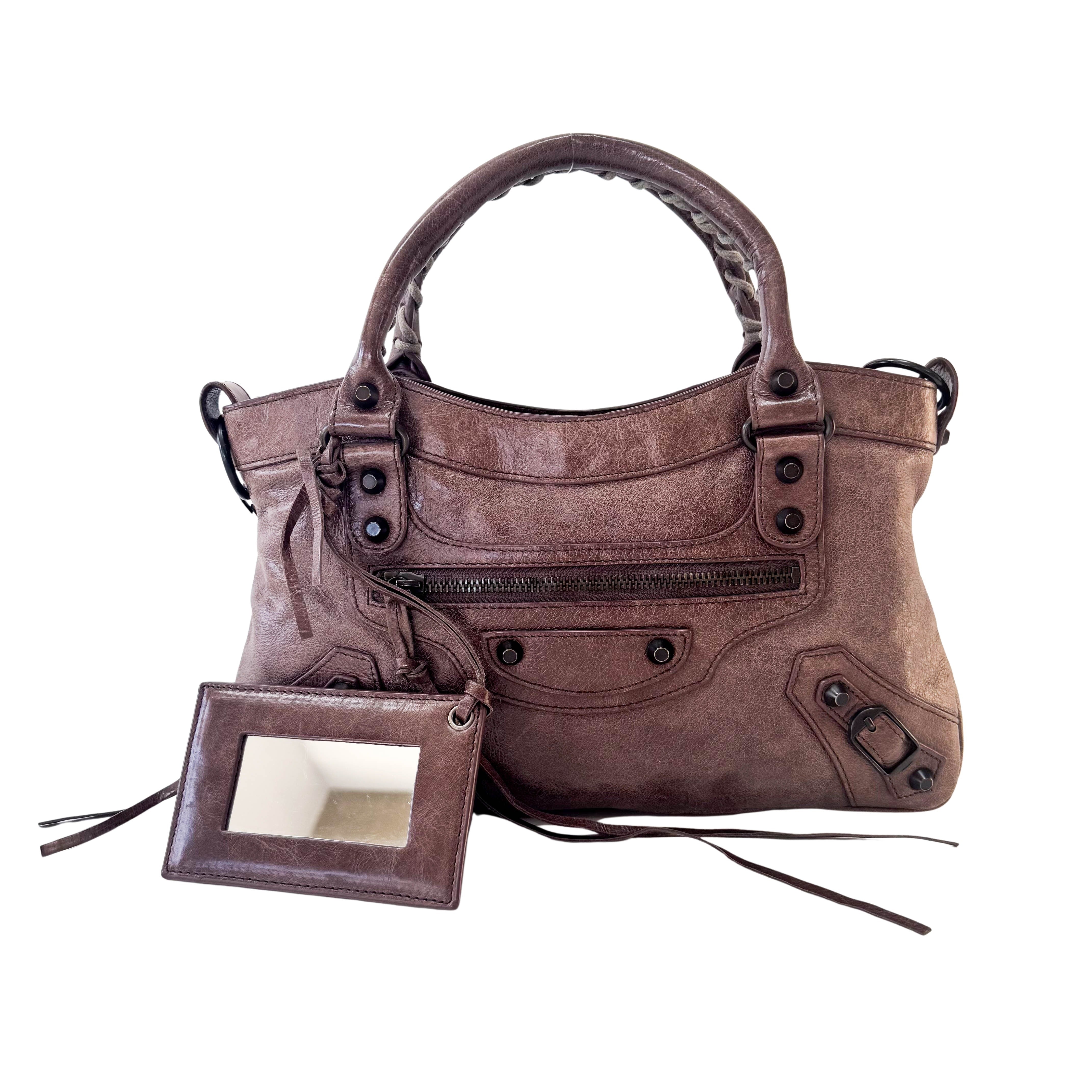 The First Mini Brown Leather Shoulder Bag
