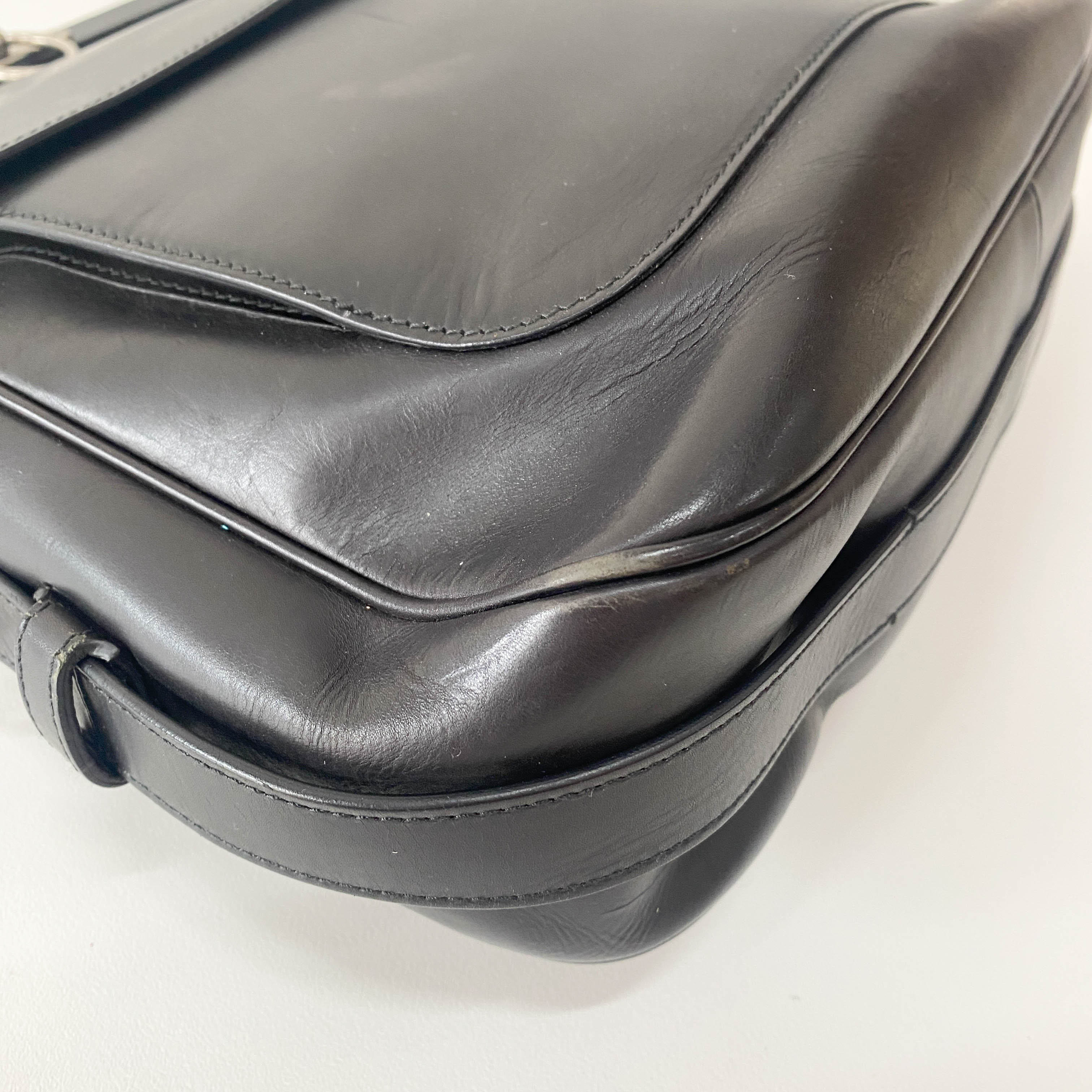 Rive Gauche Kiss-lock Black Leather Bag