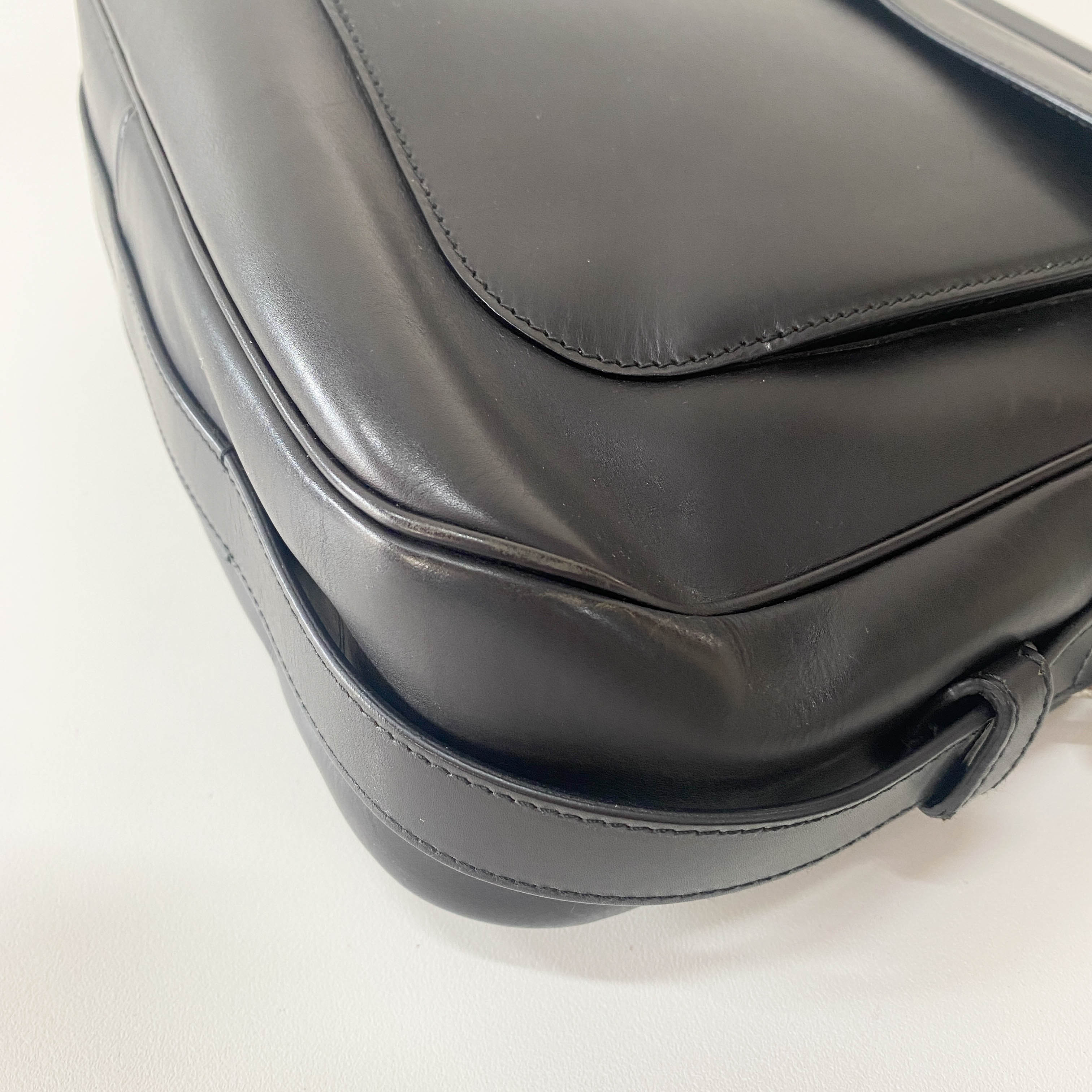 Rive Gauche Kiss-lock Black Leather Bag