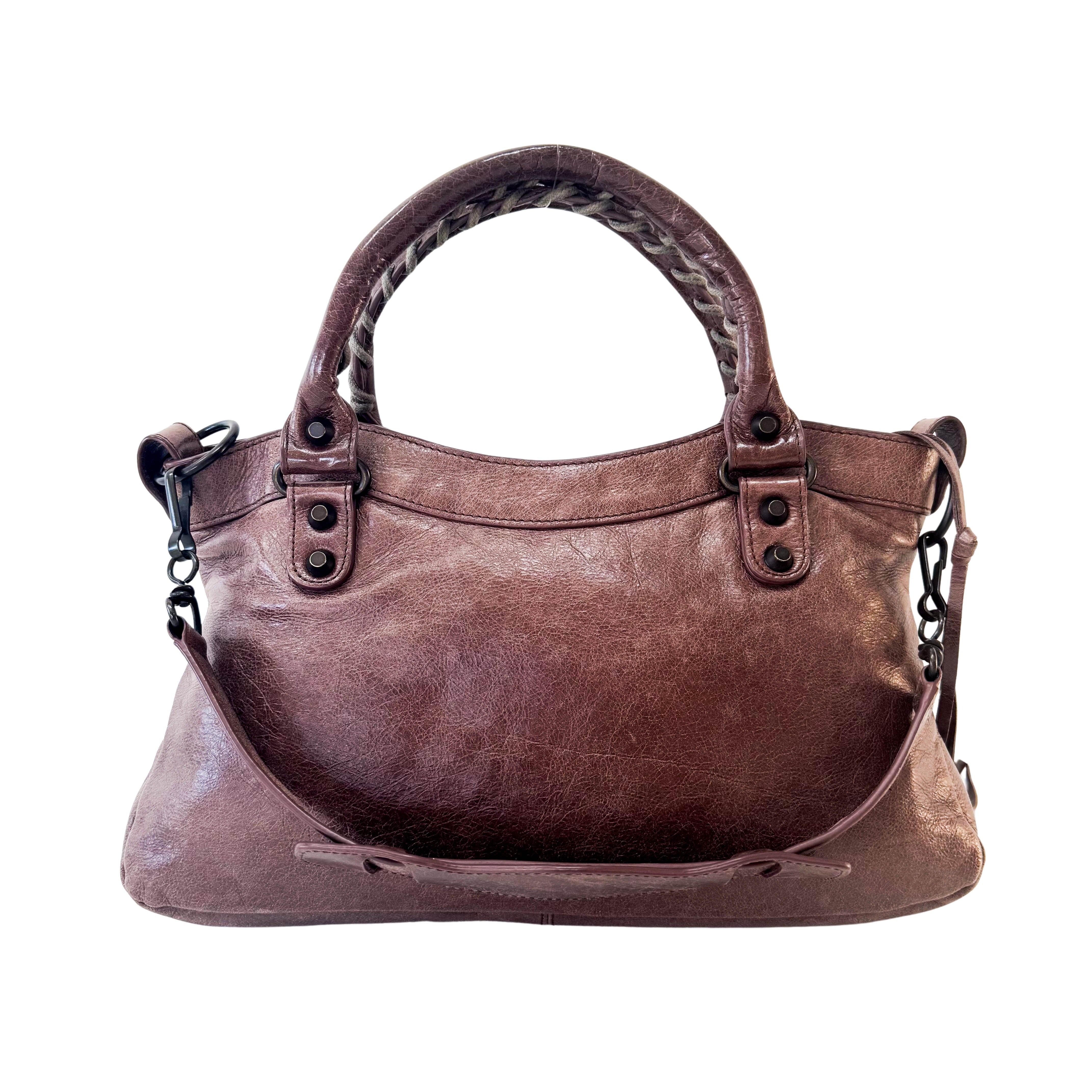 The First Mini Brown Leather Shoulder Bag