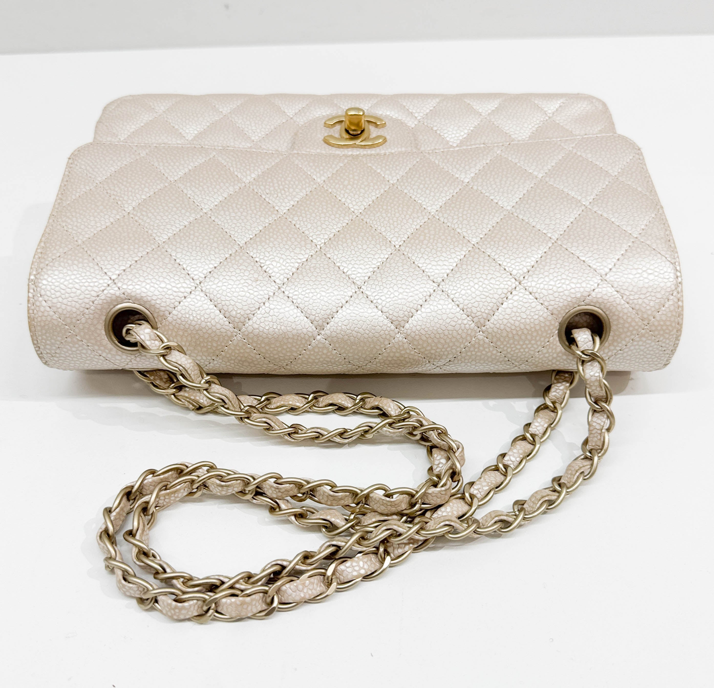 Classic Double Flap Matelasse Pearl Pink Leather Shoulder Bag