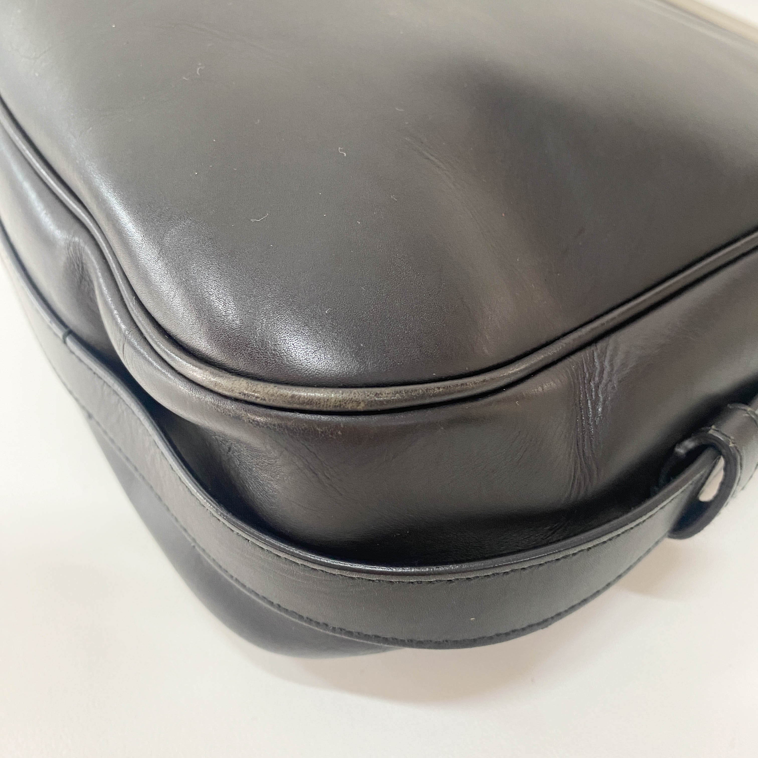 Rive Gauche Kiss-lock Black Leather Bag