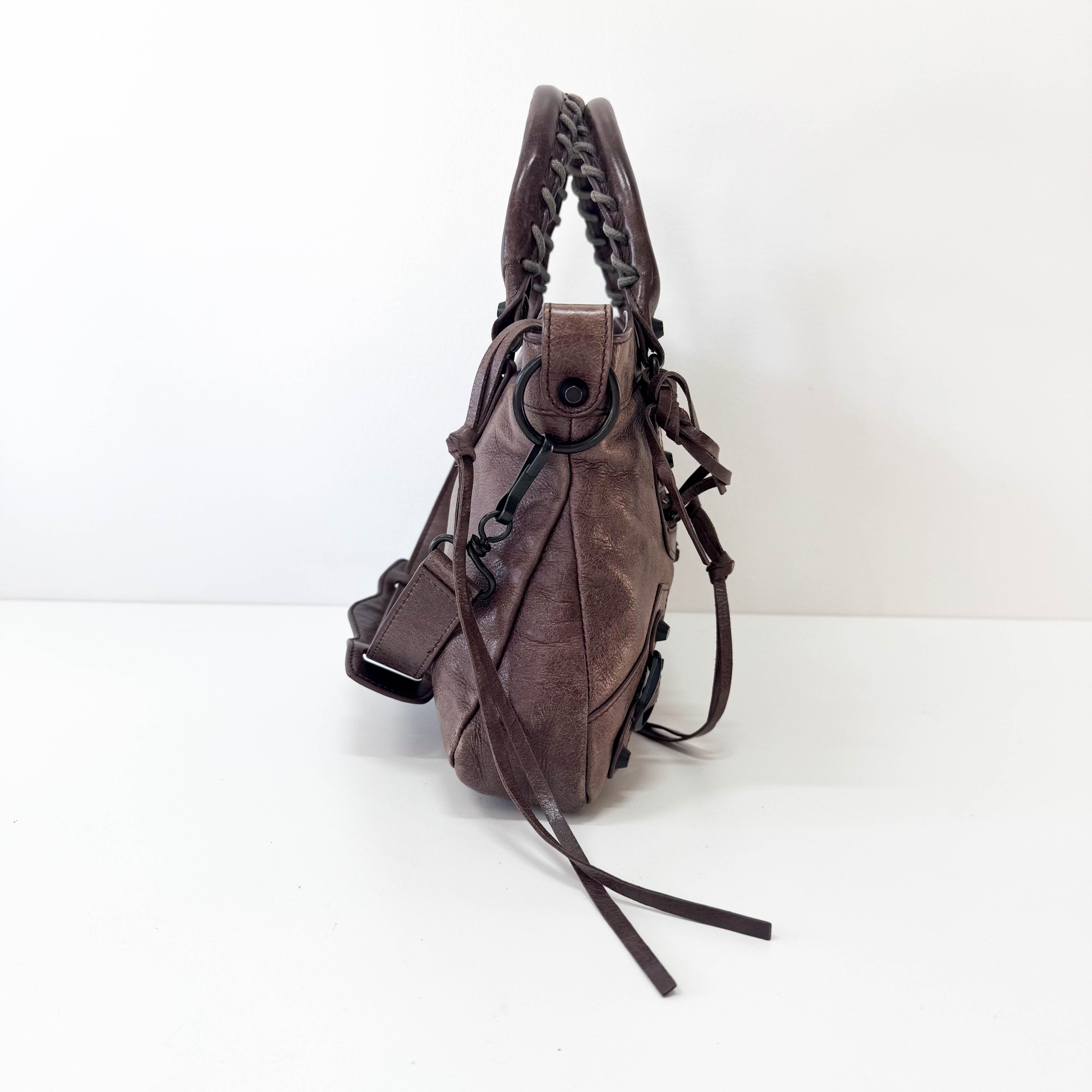The First Mini Brown Leather Shoulder Bag