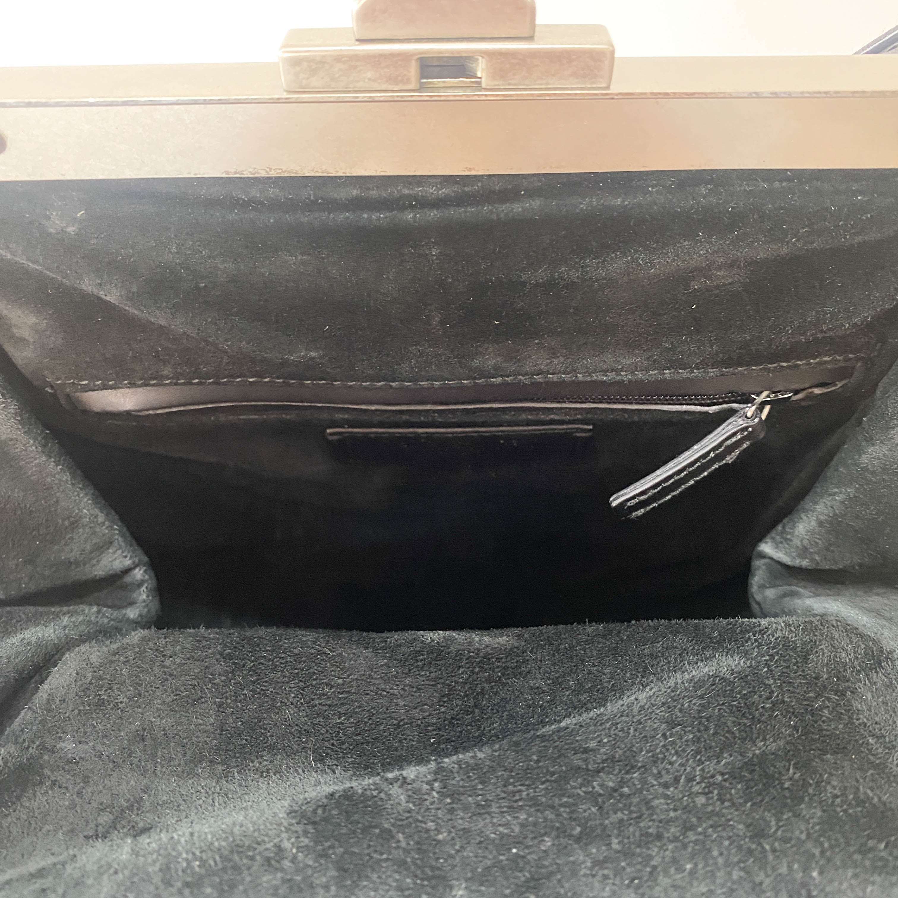 Rive Gauche Kiss-lock Black Leather Bag