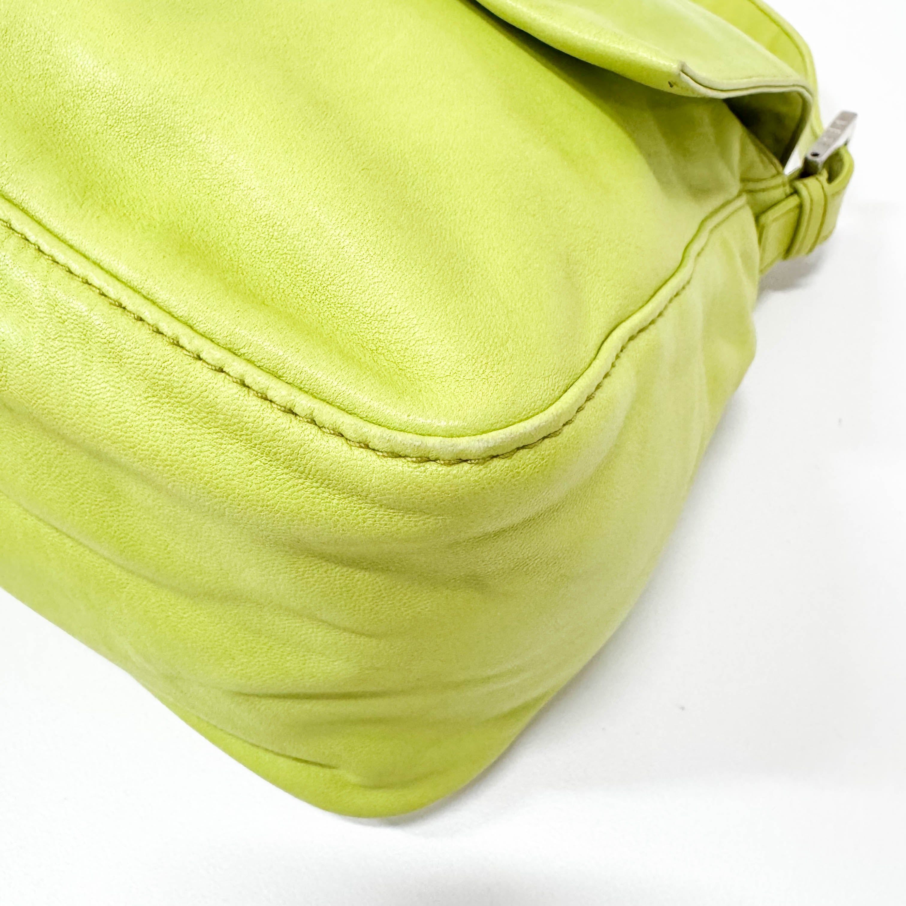 Green Nappa Leather Mamma Baguette Shoulder Bag