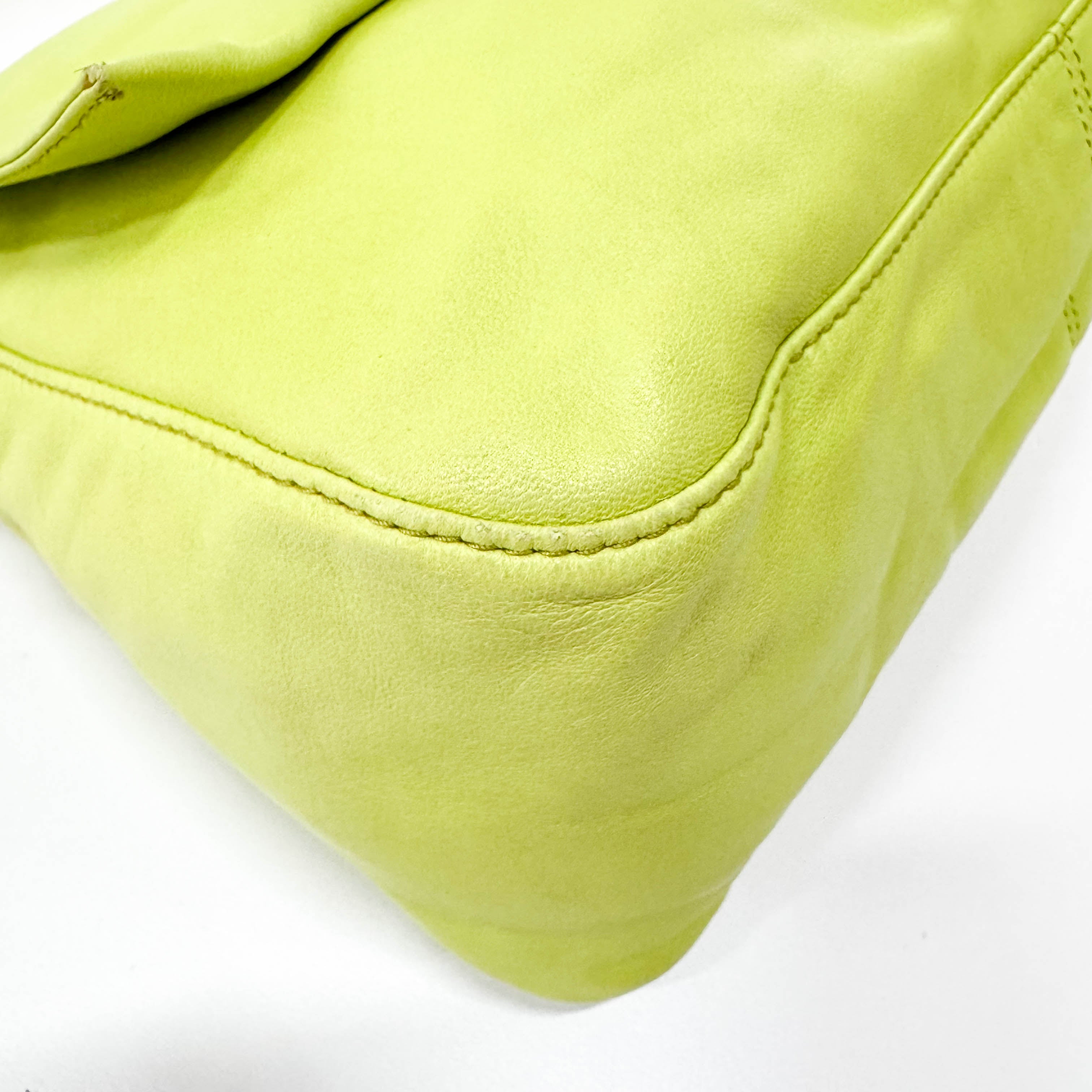 Green Nappa Leather Mamma Baguette Shoulder Bag
