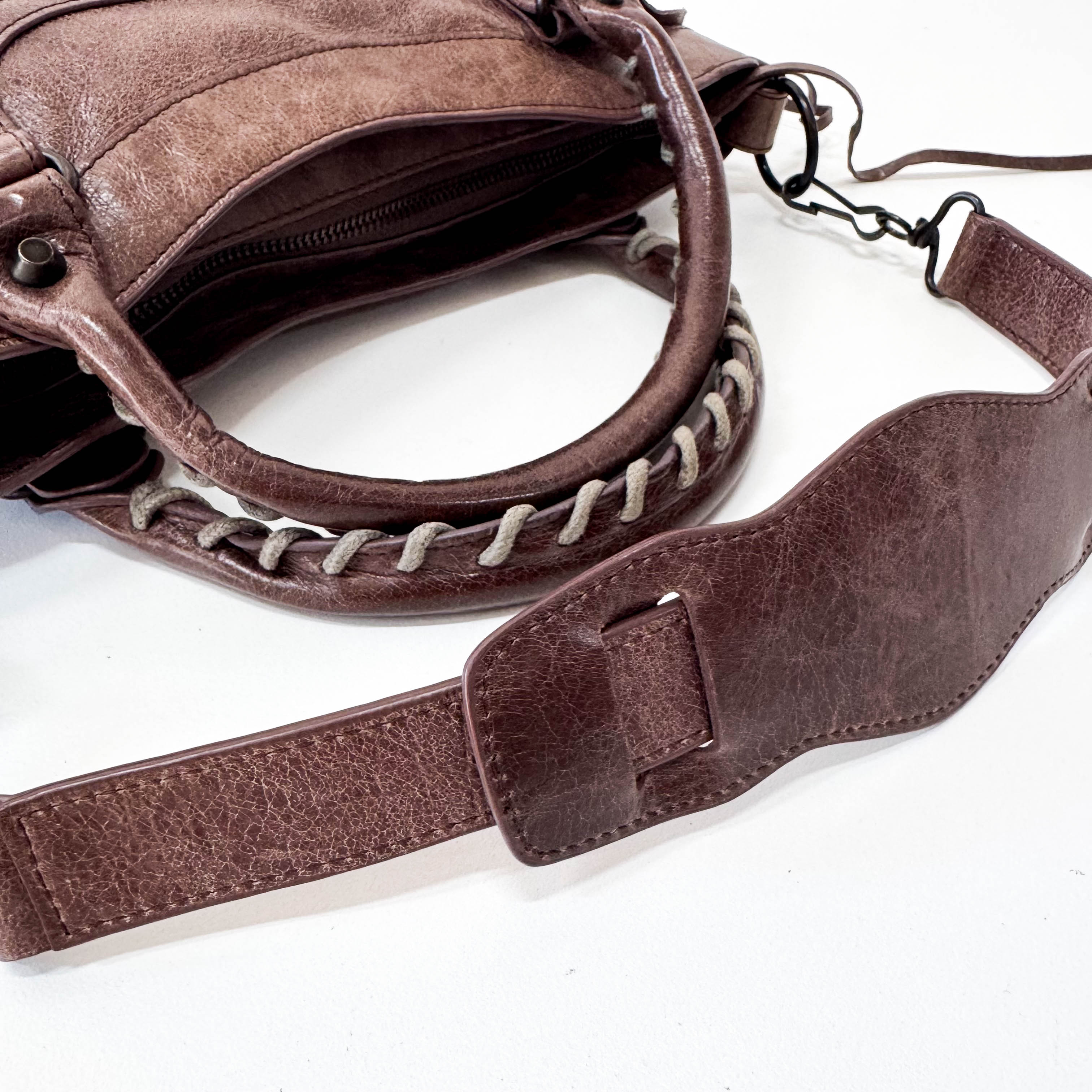 The First Mini Brown Leather Shoulder Bag
