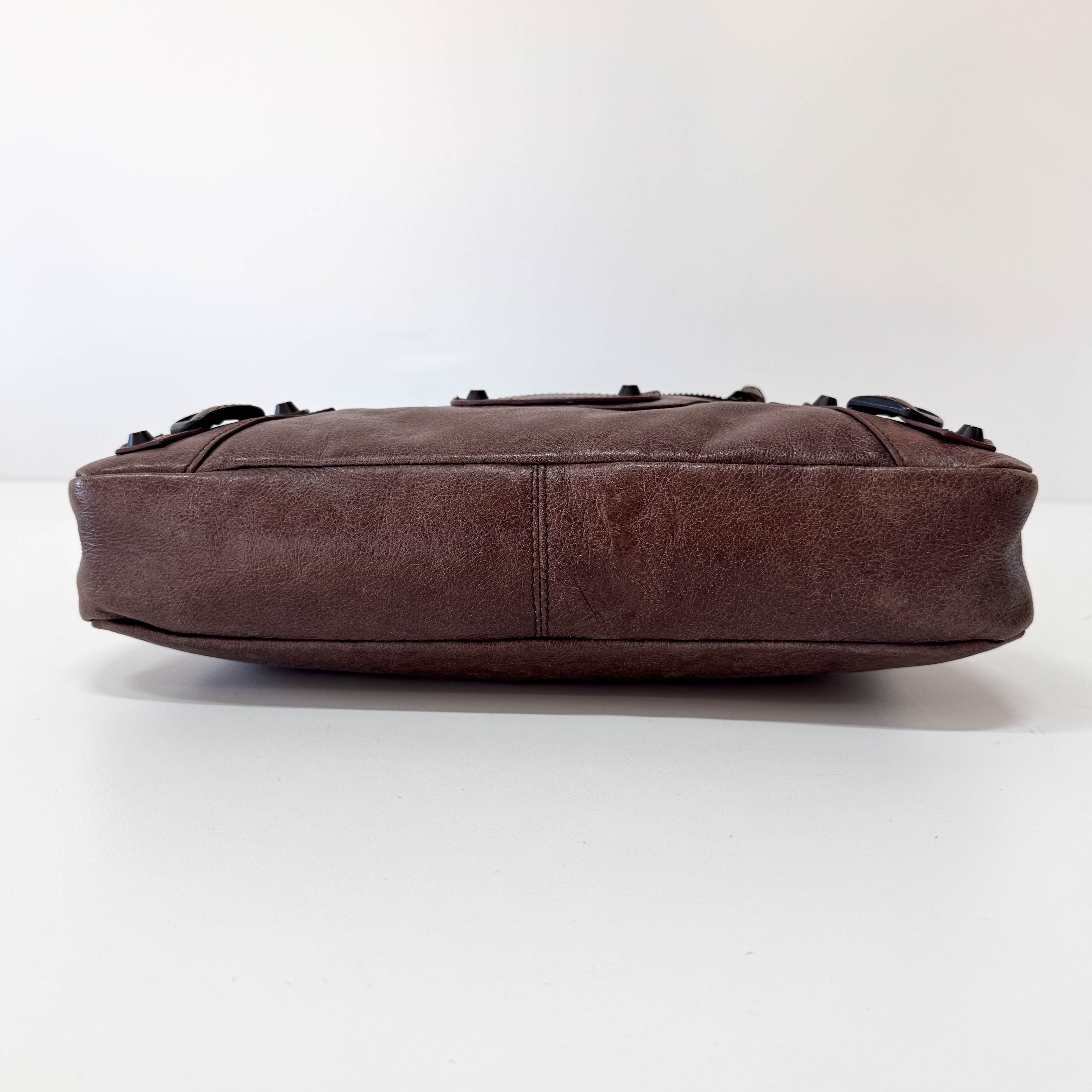 The First Mini Brown Leather Shoulder Bag