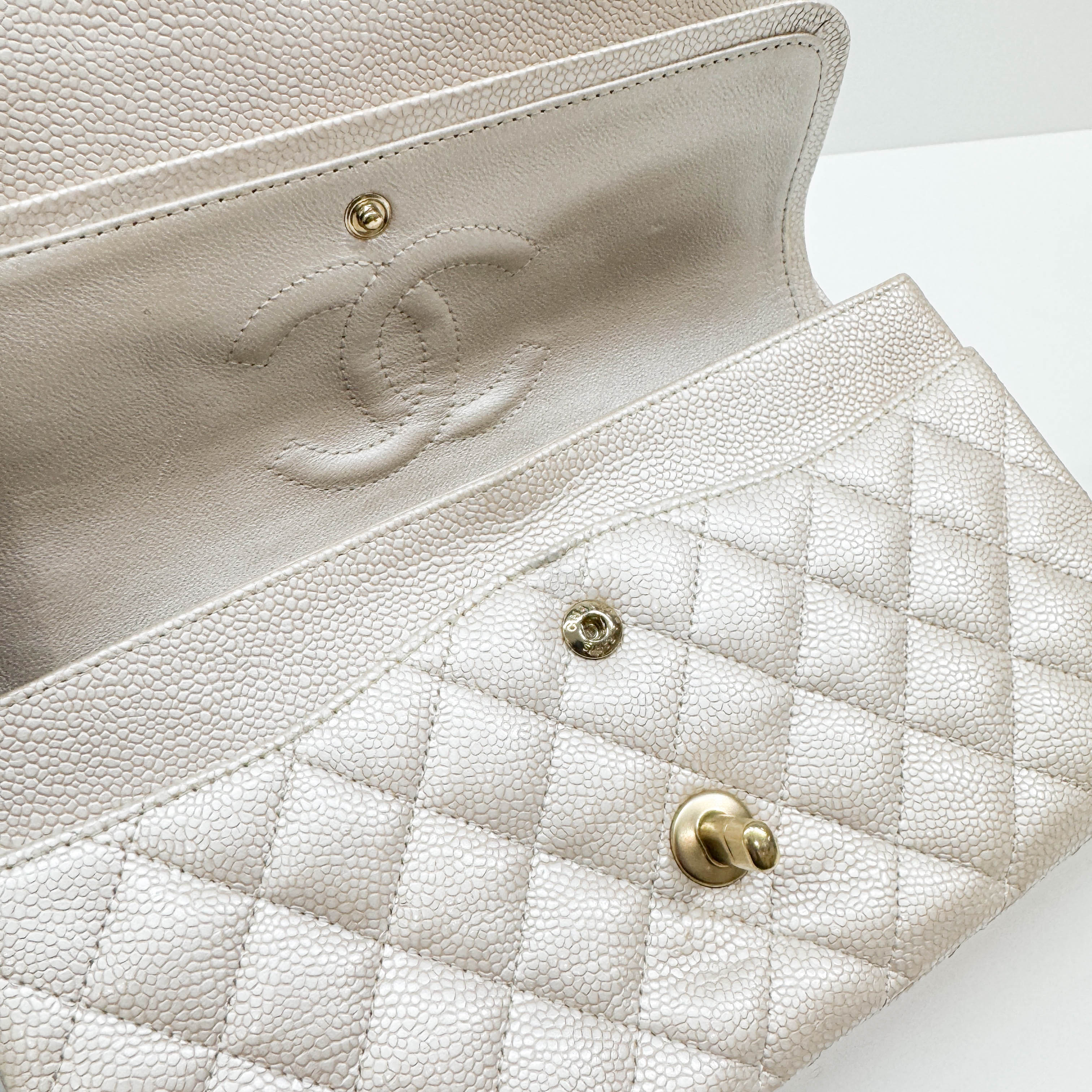 Classic Double Flap Matelasse Pearl Pink Leather Shoulder Bag