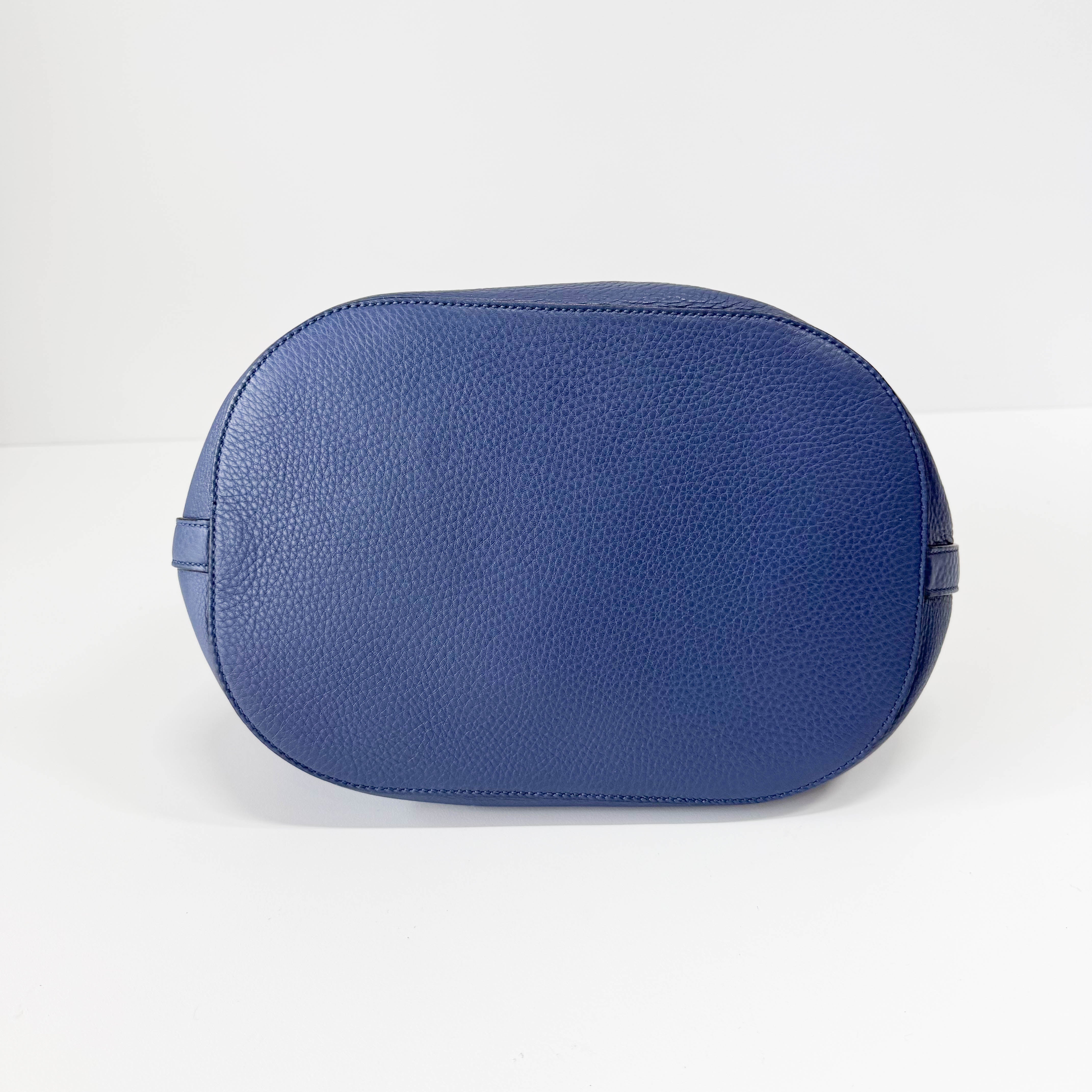 Blue Leather Bucket Bag