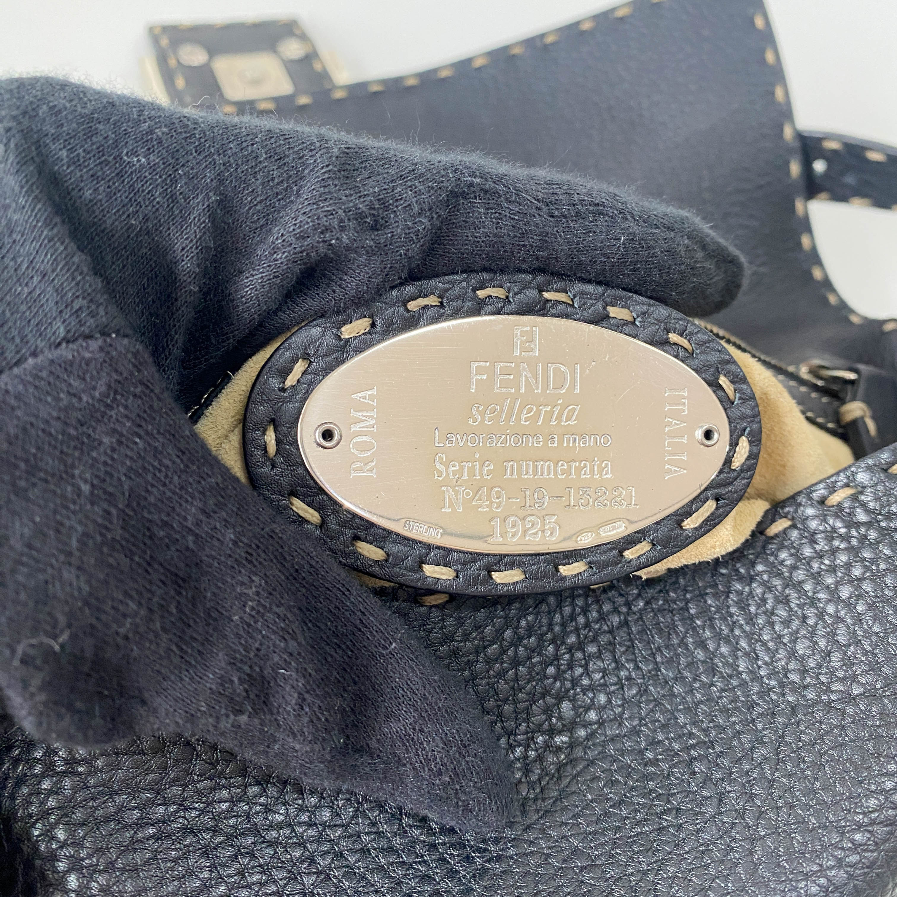 Selleria Baguette Black Grained Calfskin Leather Shoulder Bag