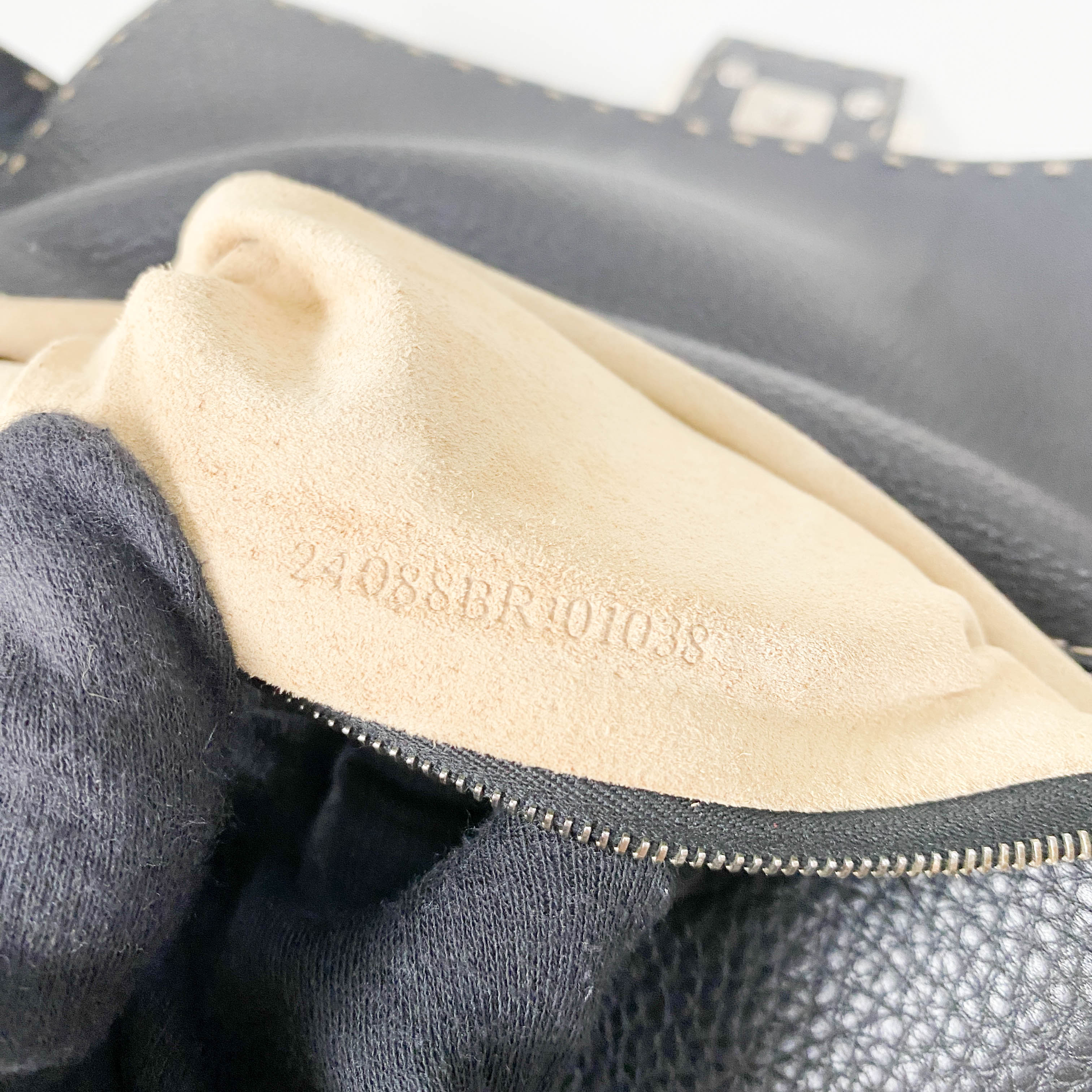 Selleria Baguette Black Grained Calfskin Leather Shoulder Bag